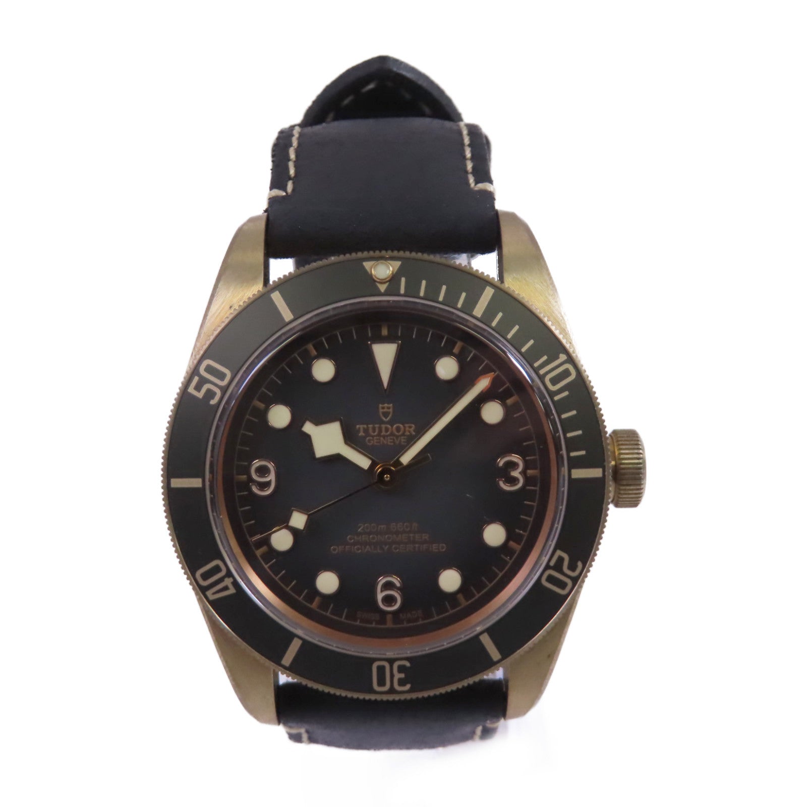 TUDOR Black Bay Watch青銅/皮帶自動機芯手錶黑色/金色