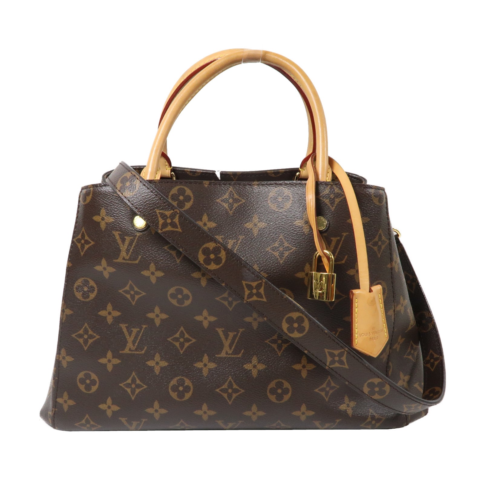 LOUIS VUITTON Monogram Montaigne MM金扣手挽肩背兩用袋啡色