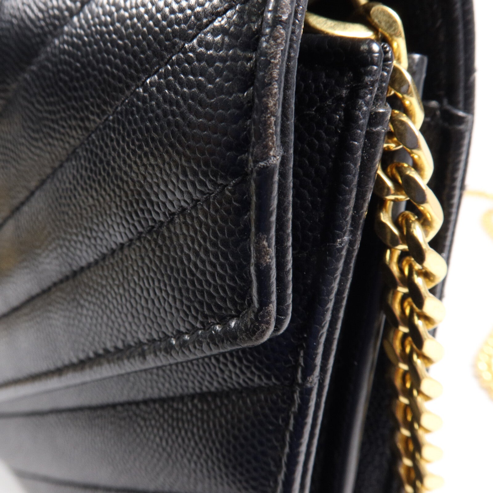 SAINT LAURENT 牛皮皮革Cassandre Envelope鏈帶肩背袋