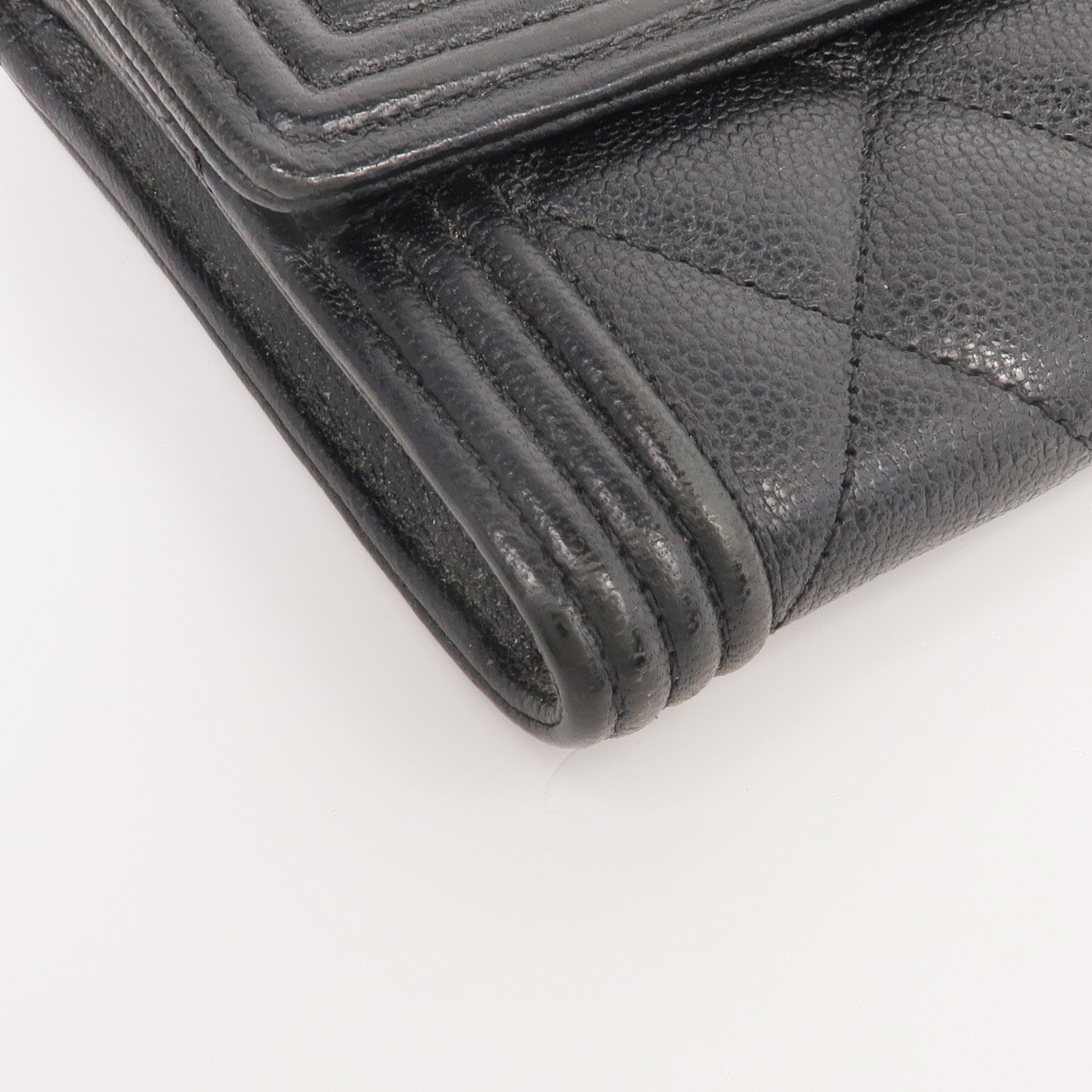 CHANEL 牛皮皮革Boy Long Wallet金扣長錢包