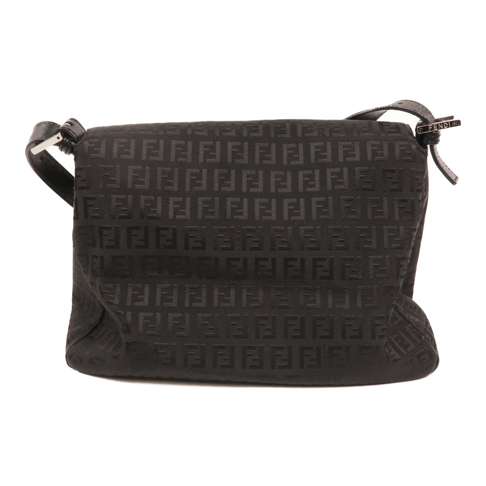 FENDI Zucchino Canvas Mamma Baguette銀扣肩背袋