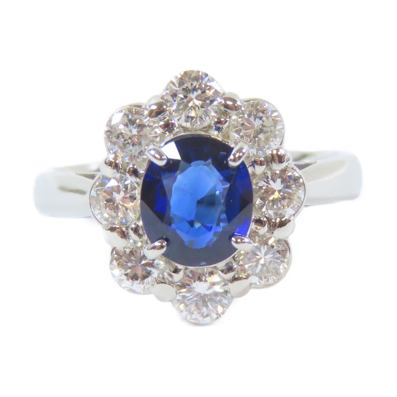 JEWELRY 【激減優惠】PT950白金Ring1.15ct藍寶石/0.78ct鑽石戒指US#5.75