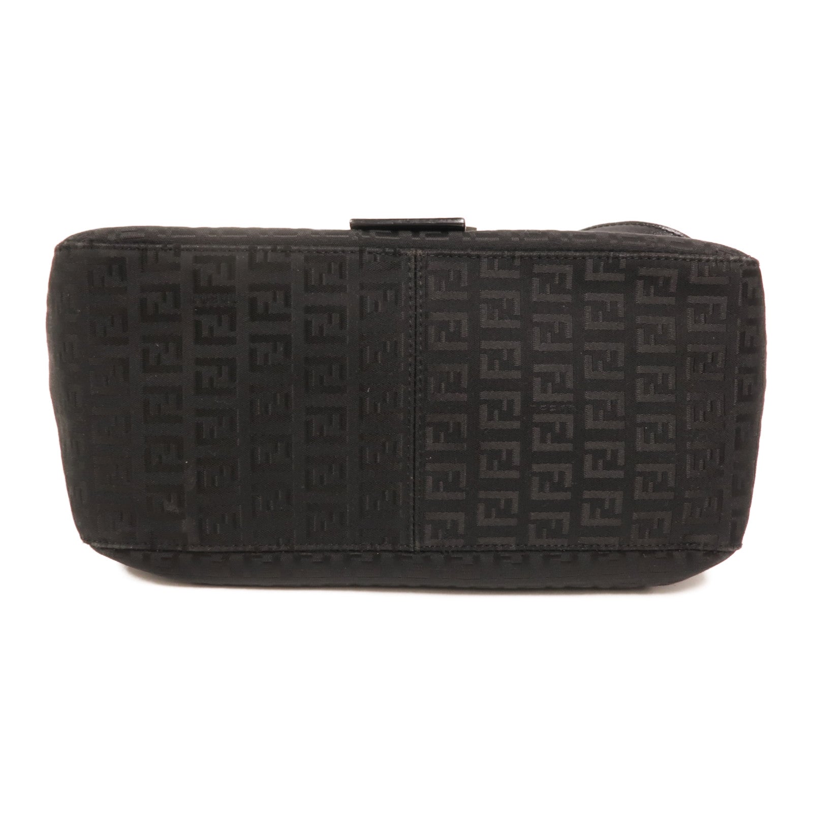 FENDI Zucchino Canvas Mamma Baguette銀扣肩背袋