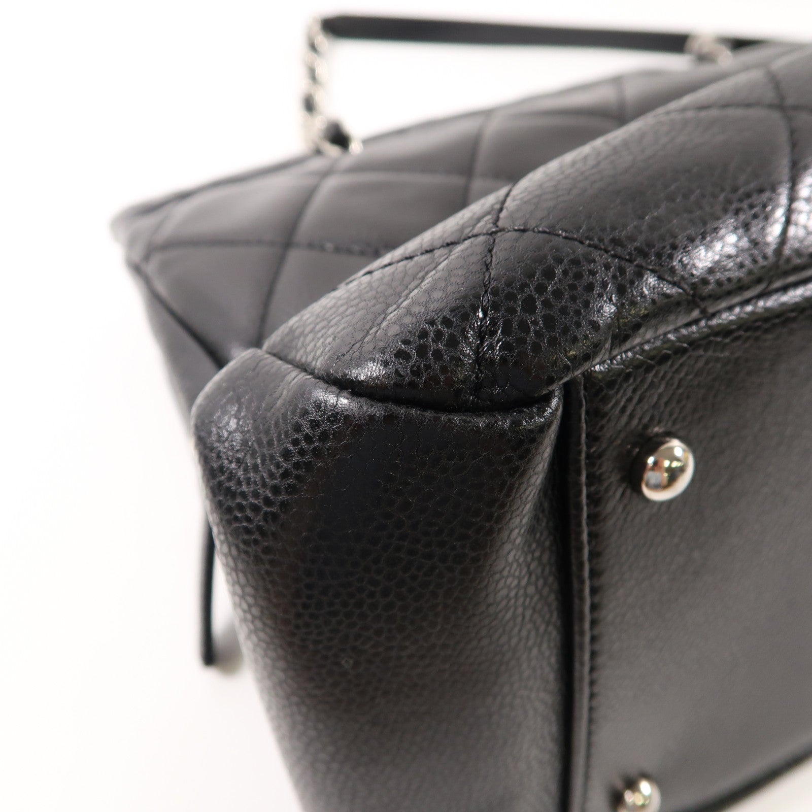 CHANEL 牛皮皮革Chain Shoulder Bag銀扣鏈帶肩背袋黑色