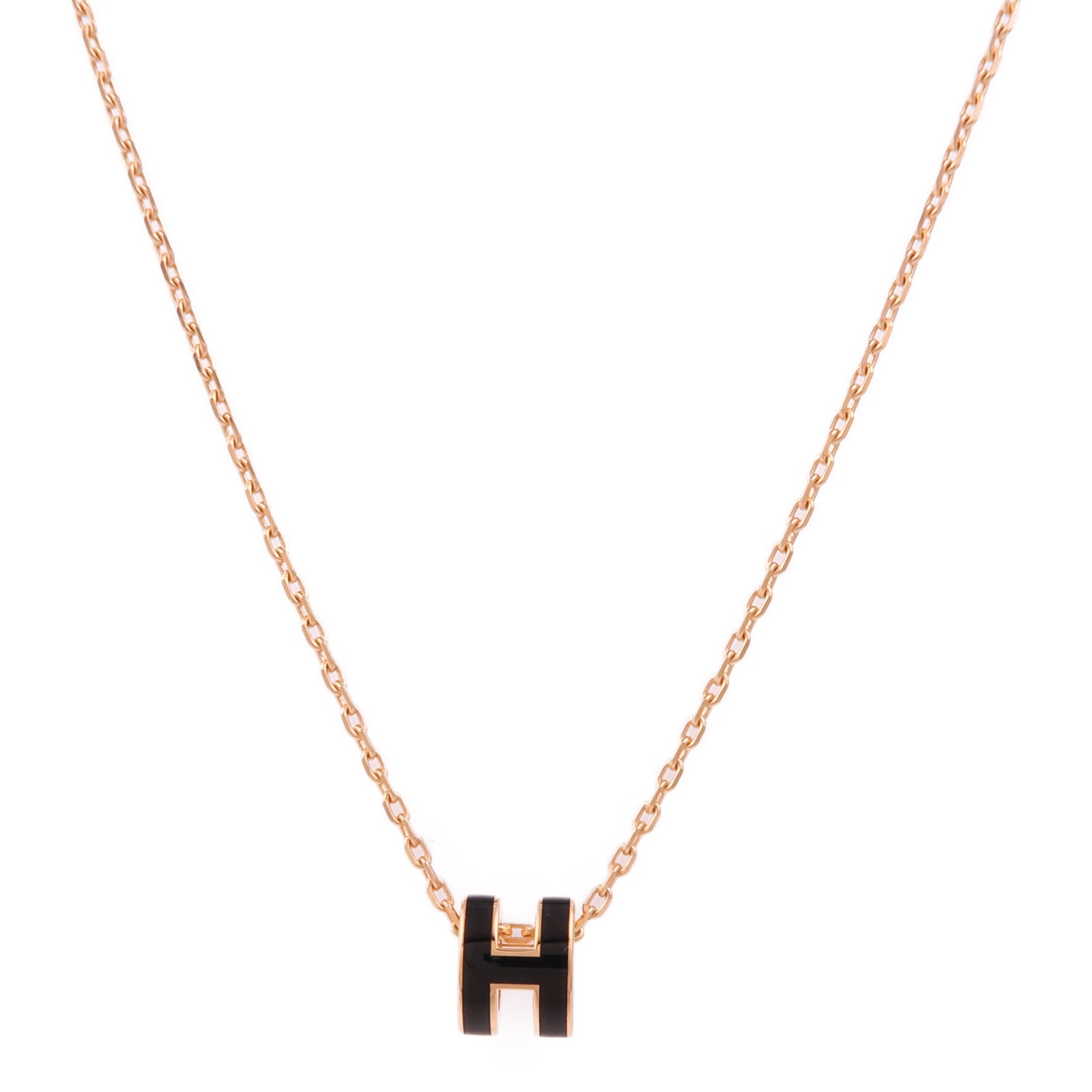 HERMES 金屬Mini Pop H Necklace項鍊Noir