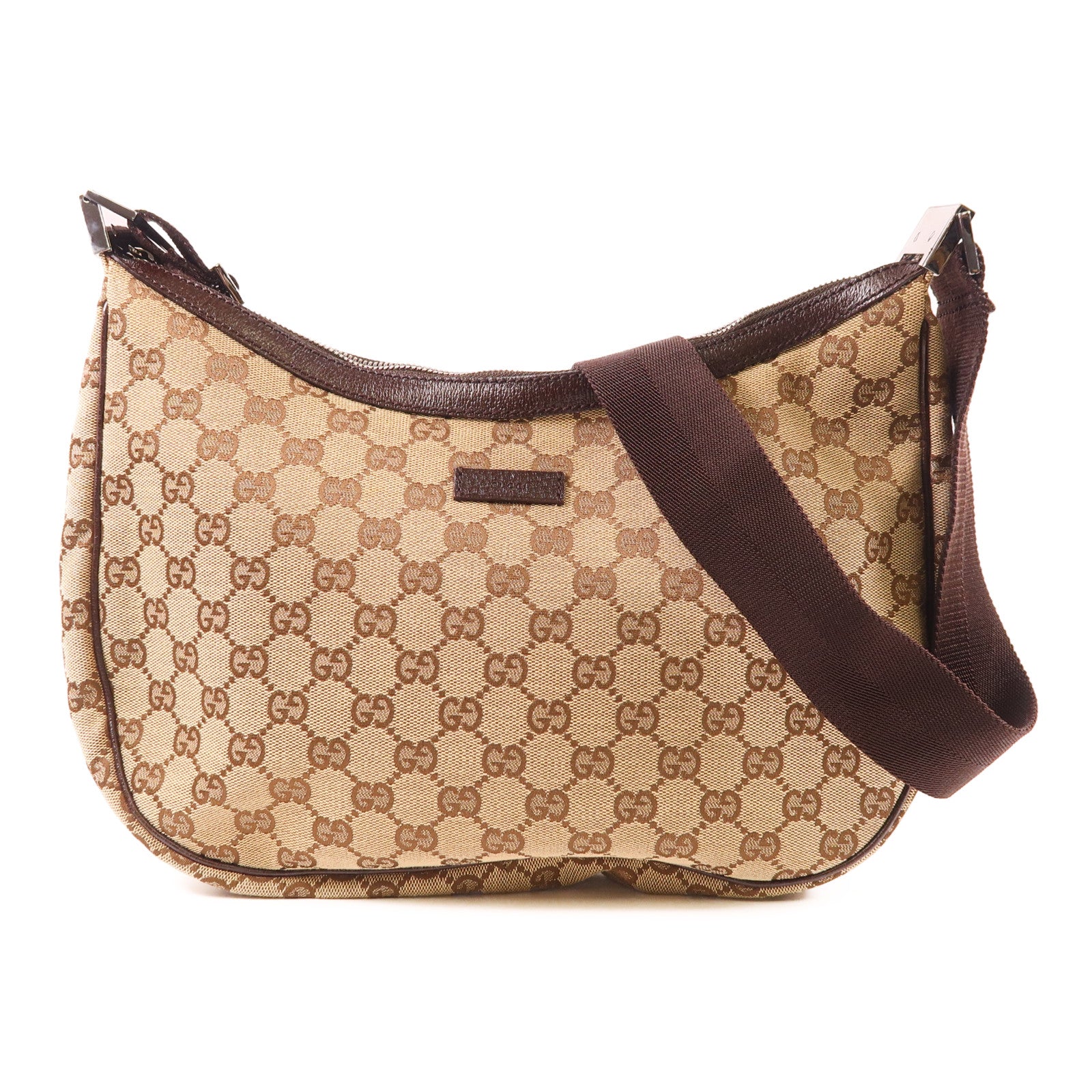 GUCCI 帆布Shoulder Bag銀扣肩背袋