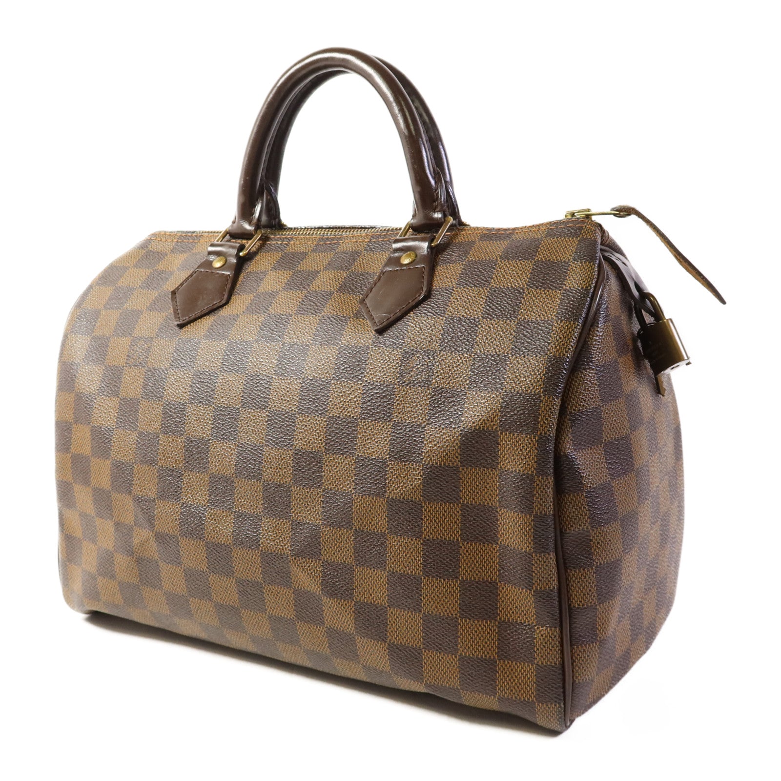 LOUIS VUITTON Damier Speedy 30金扣手挽袋