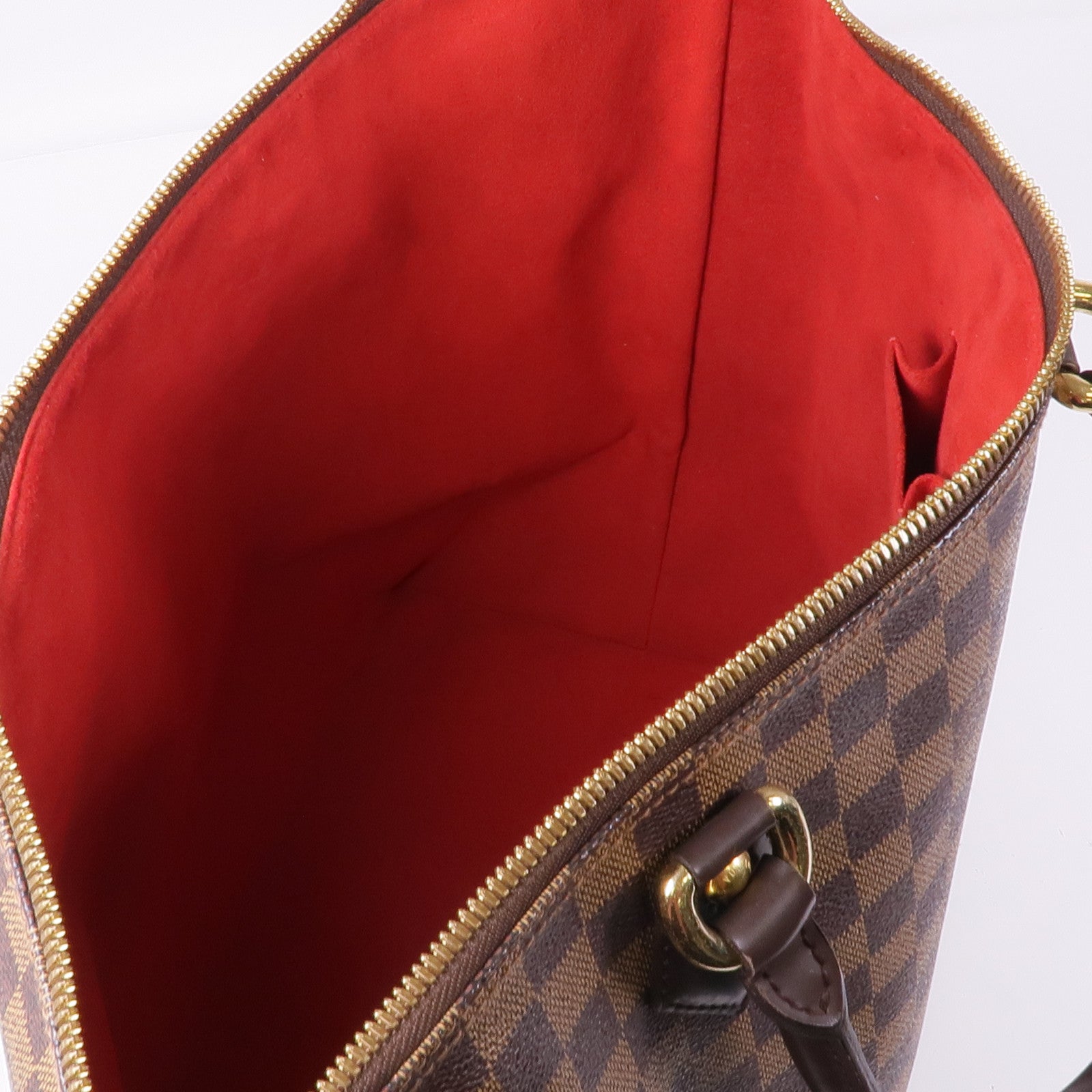 LOUIS VUITTON Damier Saleya MM金扣肩背袋/手挽袋棕色