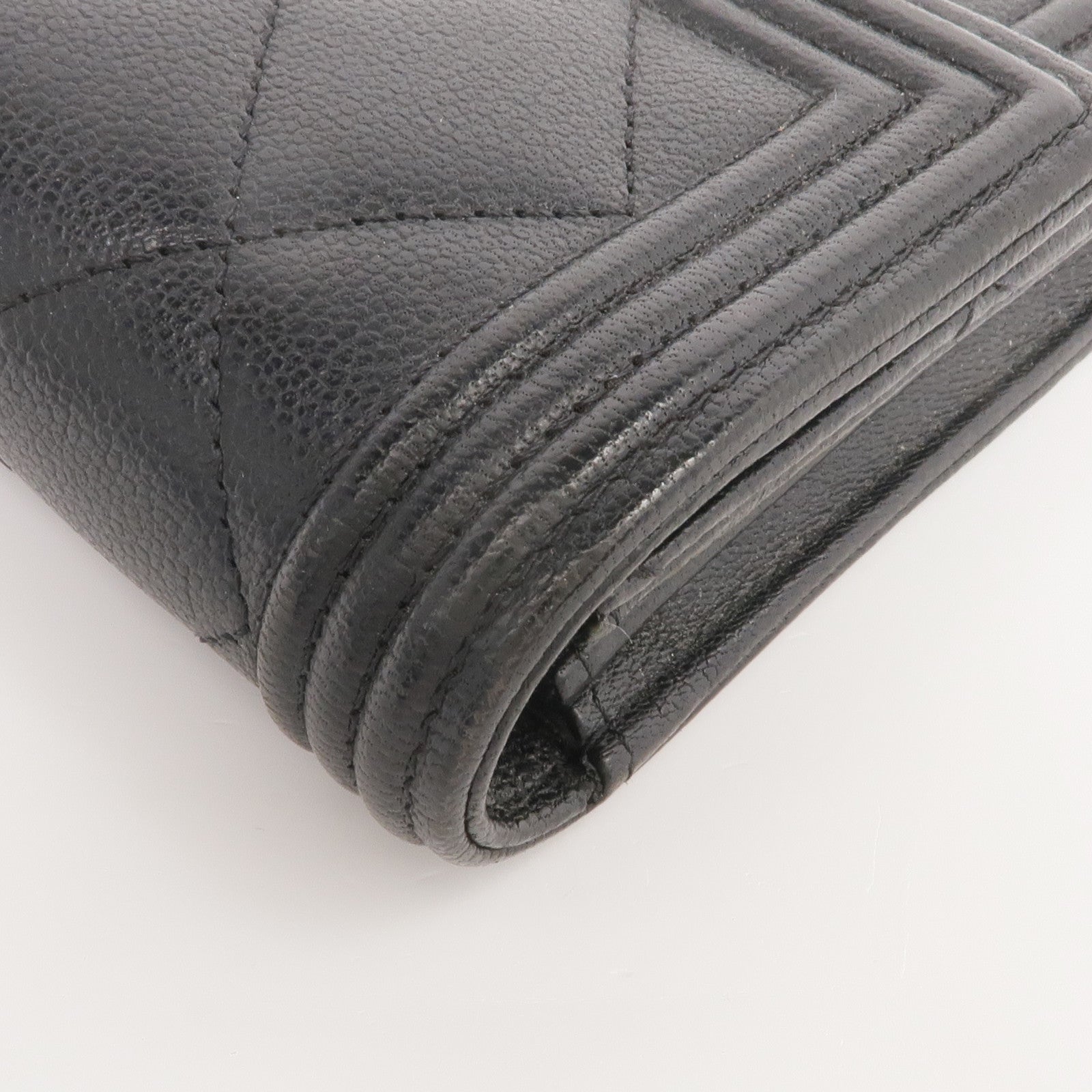 CHANEL 牛皮皮革Boy Long Wallet金扣長錢包