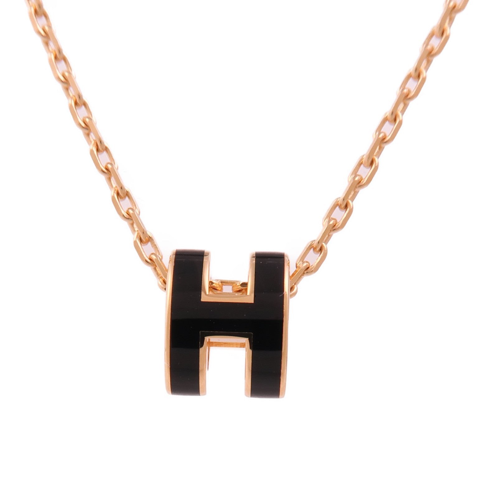 HERMES 金屬Mini Pop H Necklace項鍊Noir