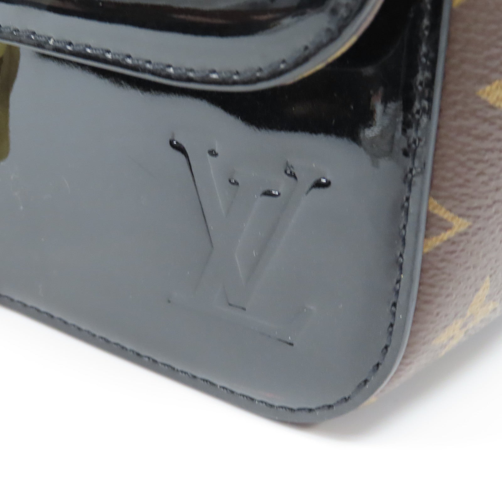 LOUIS VUITTON Monogram Vernis Cherrywood BB金扣手挽肩背兩用袋黑色/啡色