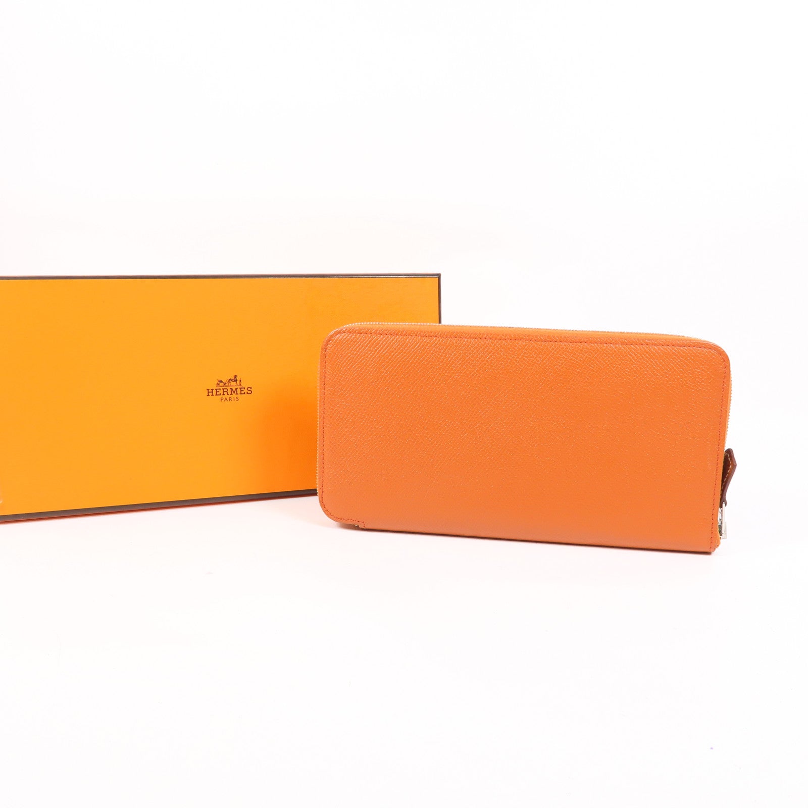 HERMES PHW Silk In Long Wallet Epsom Leather 6C Cuivre