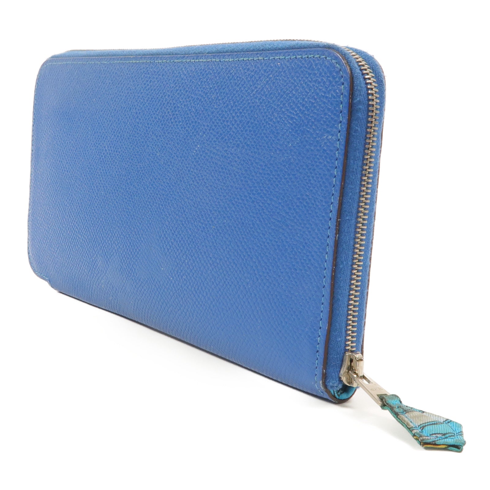 HERMES Epsom皮革Slik in Long Wallet長錢包Bleu Hydra