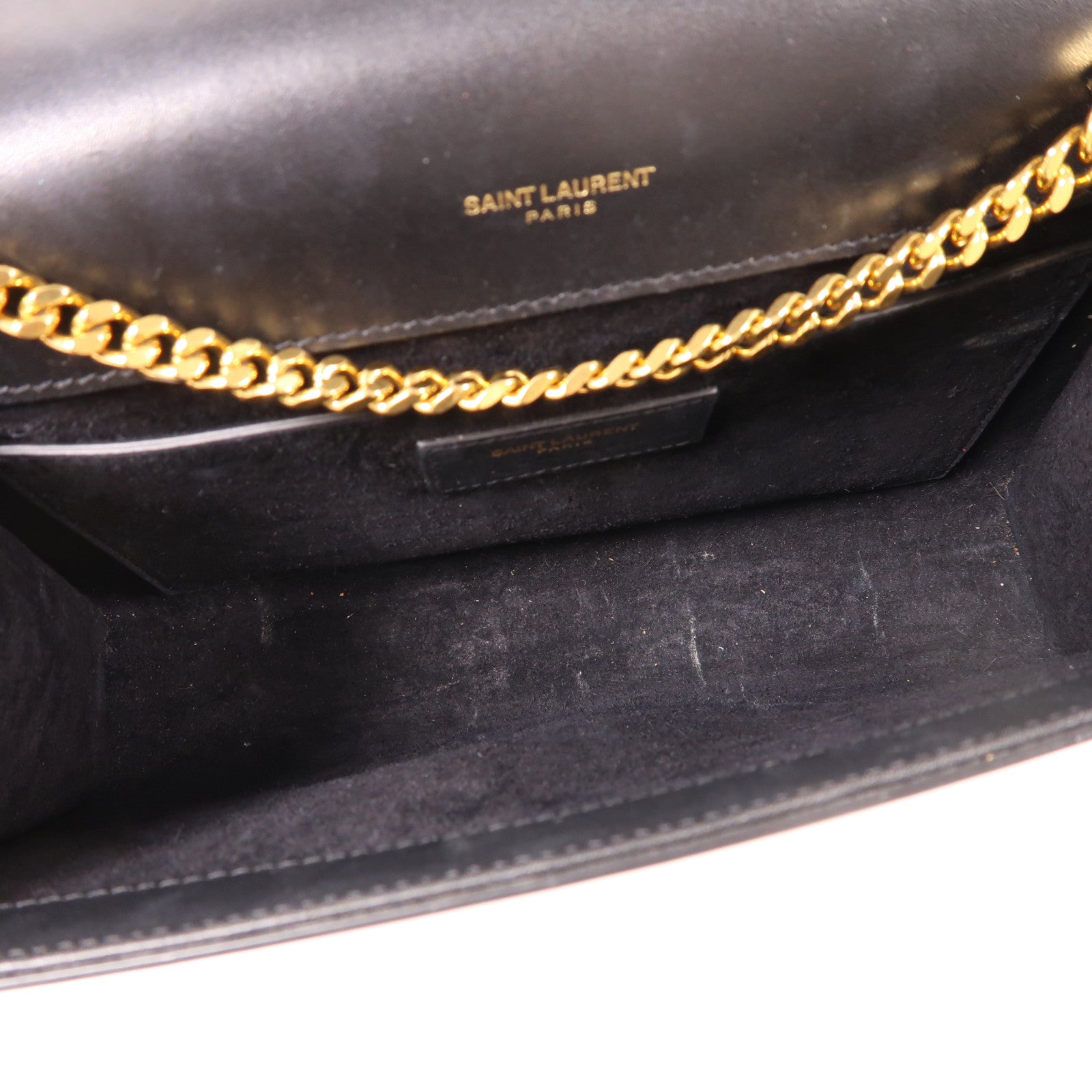 SAINT LAURENT 牛皮皮革Kate Bag金扣鏈帶肩背袋黑色