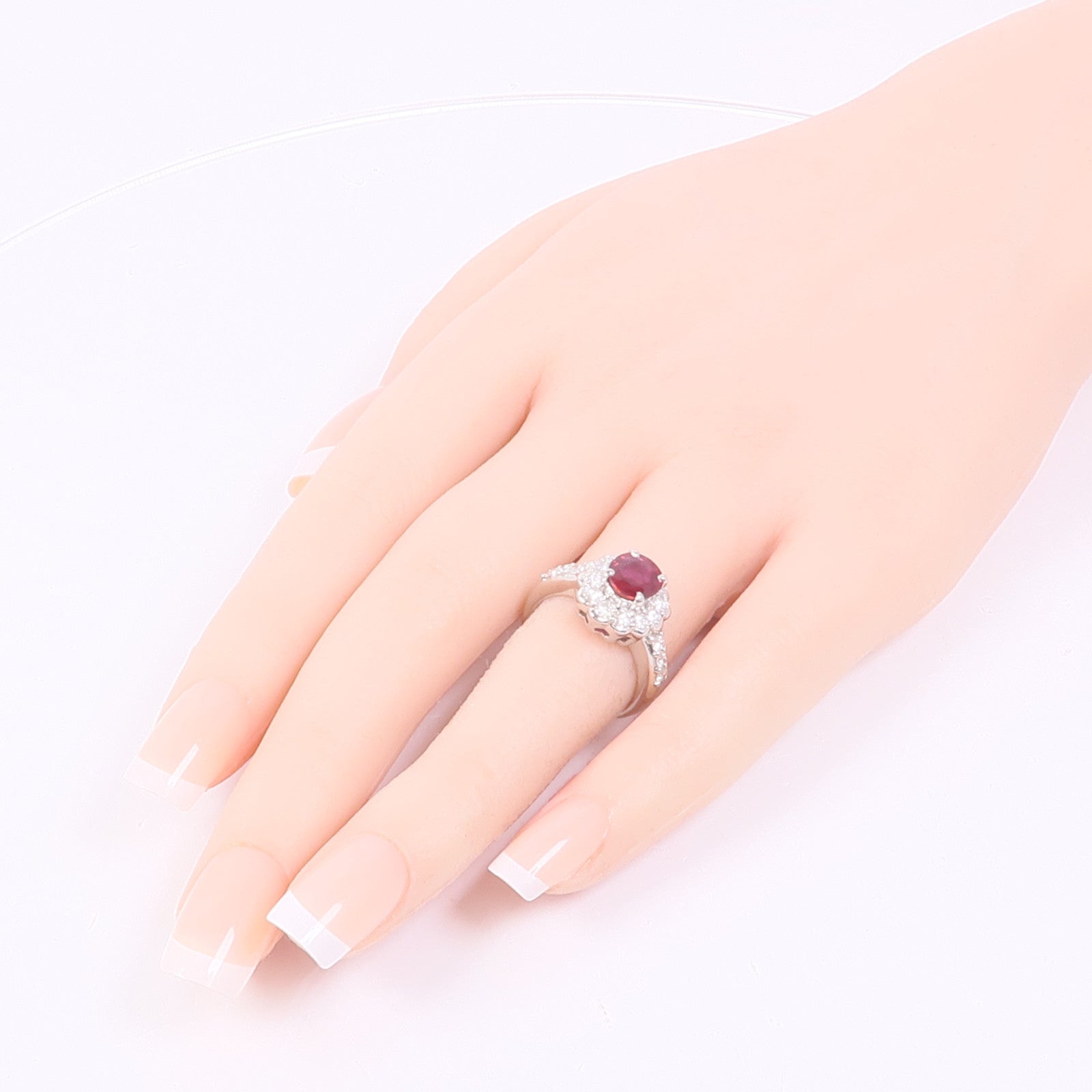 JEWELRY PT900鉑金Ruby/Diamond Ring紅寶石/鑽石戒指US#6