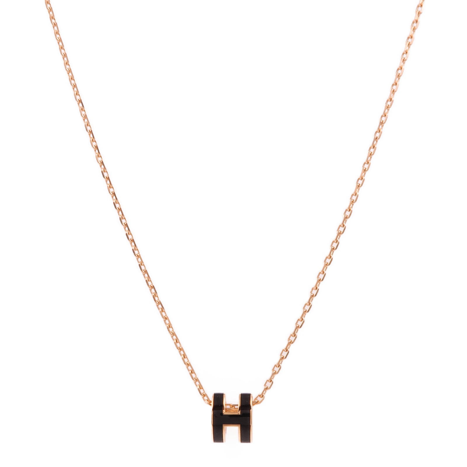 HERMES 金屬Mini Pop H Necklace項鍊Noir