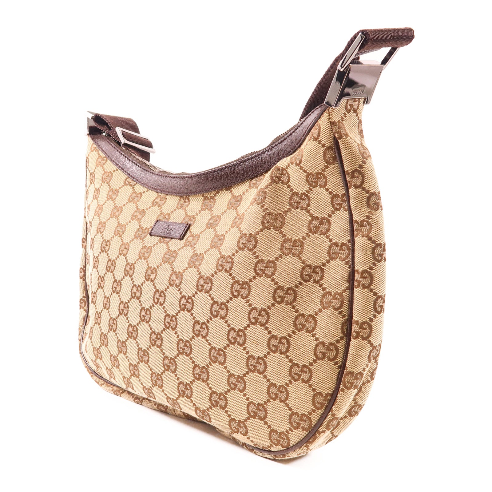 GUCCI 帆布Shoulder Bag銀扣肩背袋