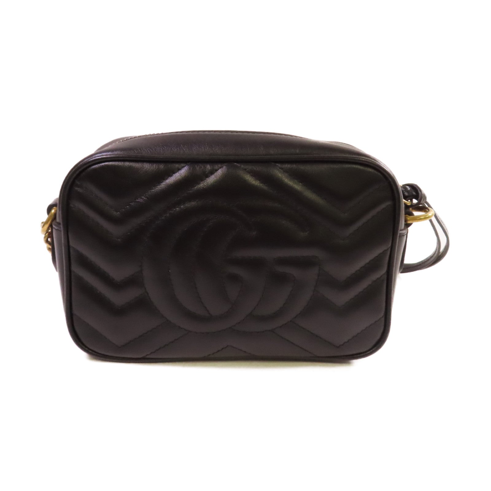 GUCCI 【激減優惠】牛皮皮革GG Marmont Shoulder Bag金扣肩背袋黑色