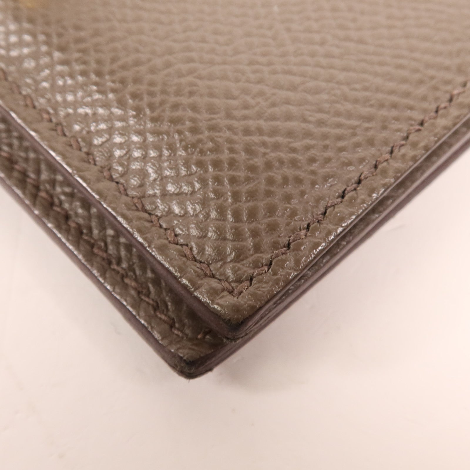 HERMES Epsom皮革Bearn Card Case金扣卡片套Etain