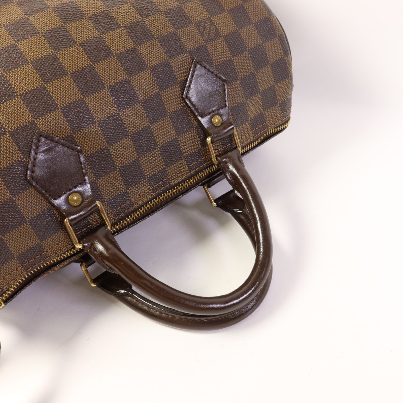 LOUIS VUITTON Damier Speedy 30金扣手挽袋