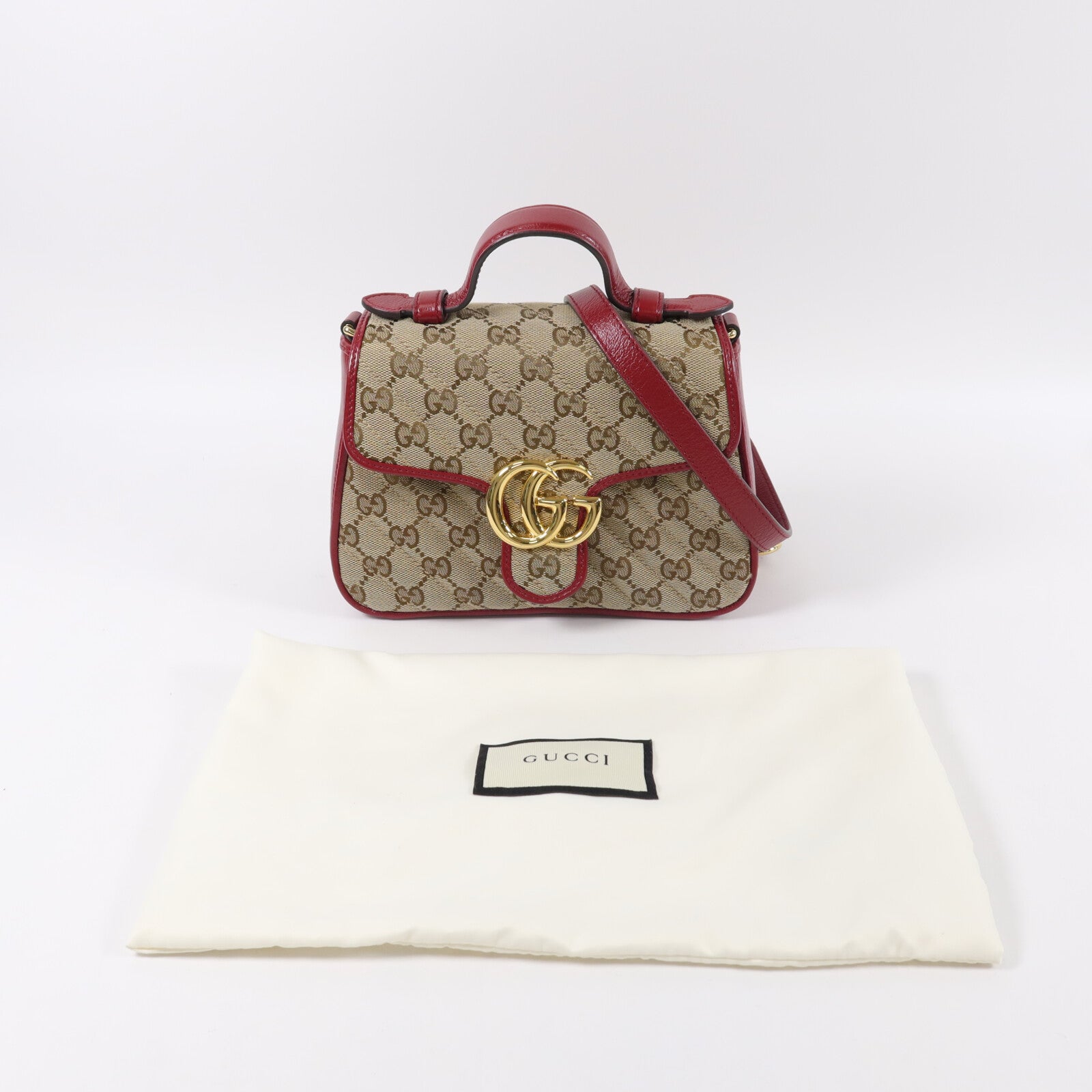 GUCCI 帆布GG Marmont Mini手挽肩背兩用袋