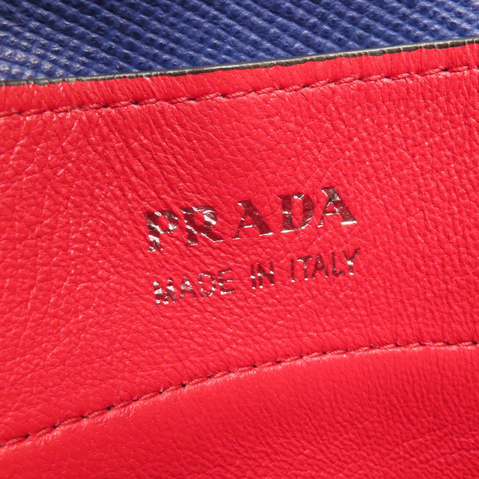 PRADA Saffiano皮革Double銀扣手挽袋藍色