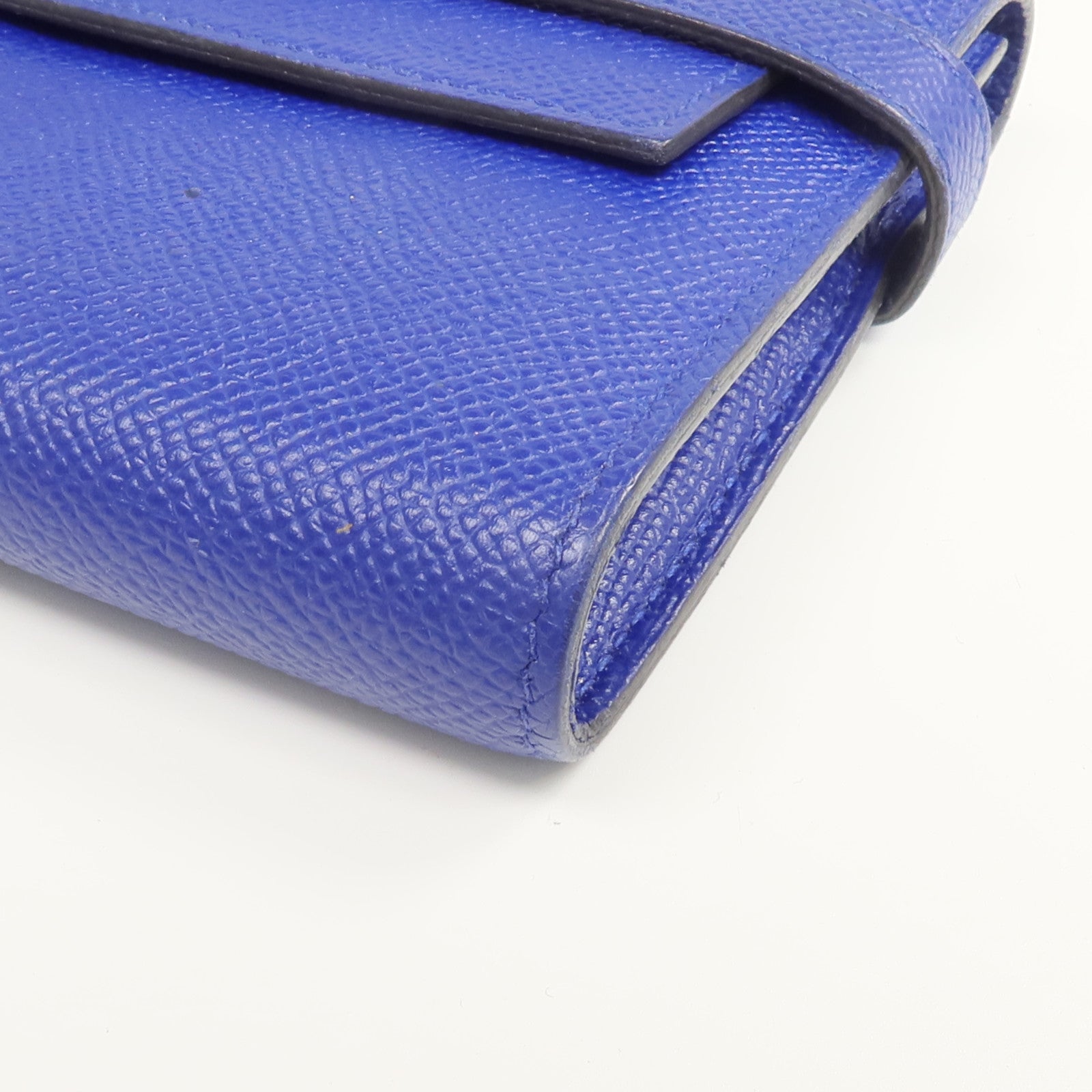 HERMES Epsom皮革Kelly Long Wallet銀扣長錢包Bleu Electrique
