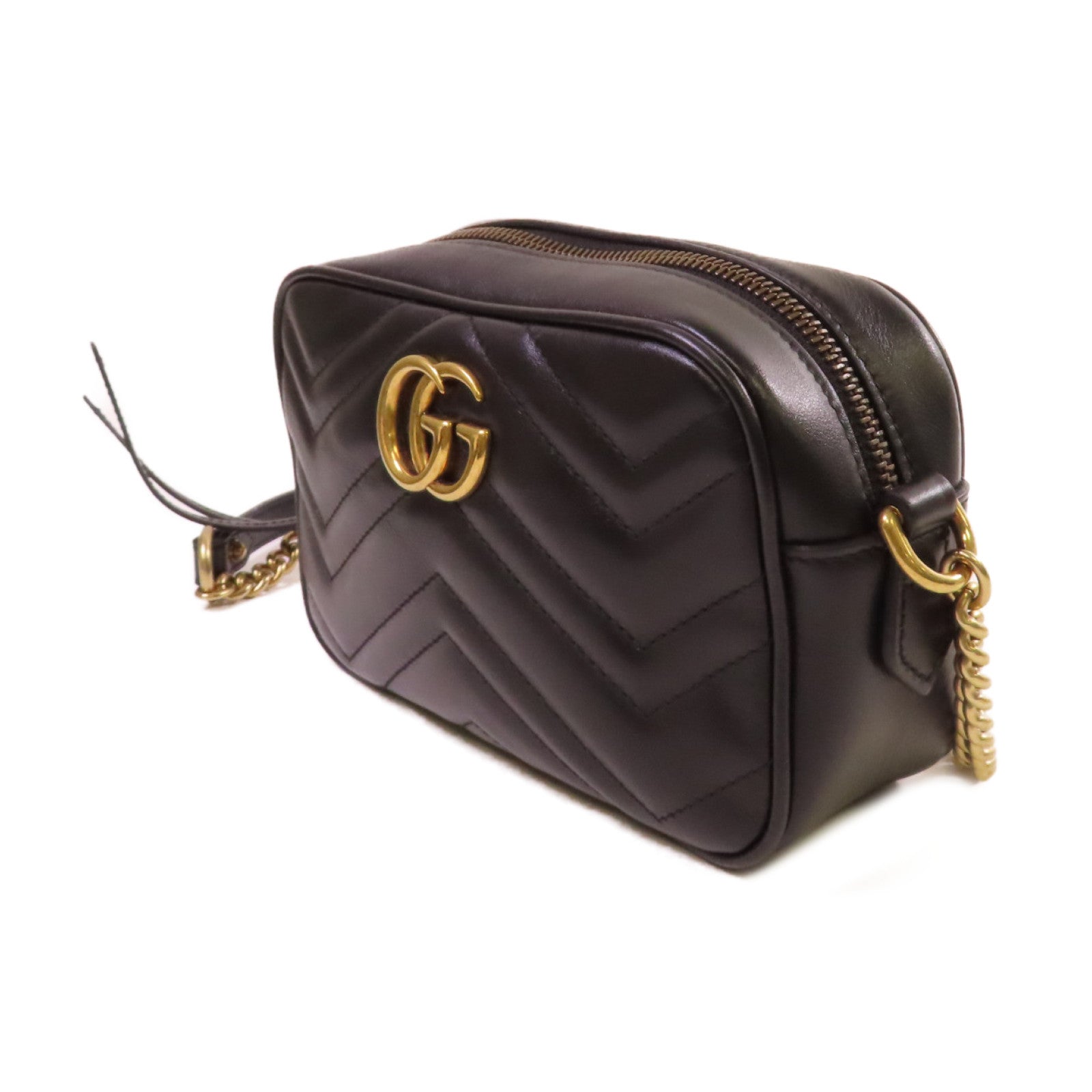 GUCCI 【激減優惠】牛皮皮革GG Marmont Shoulder Bag金扣肩背袋黑色