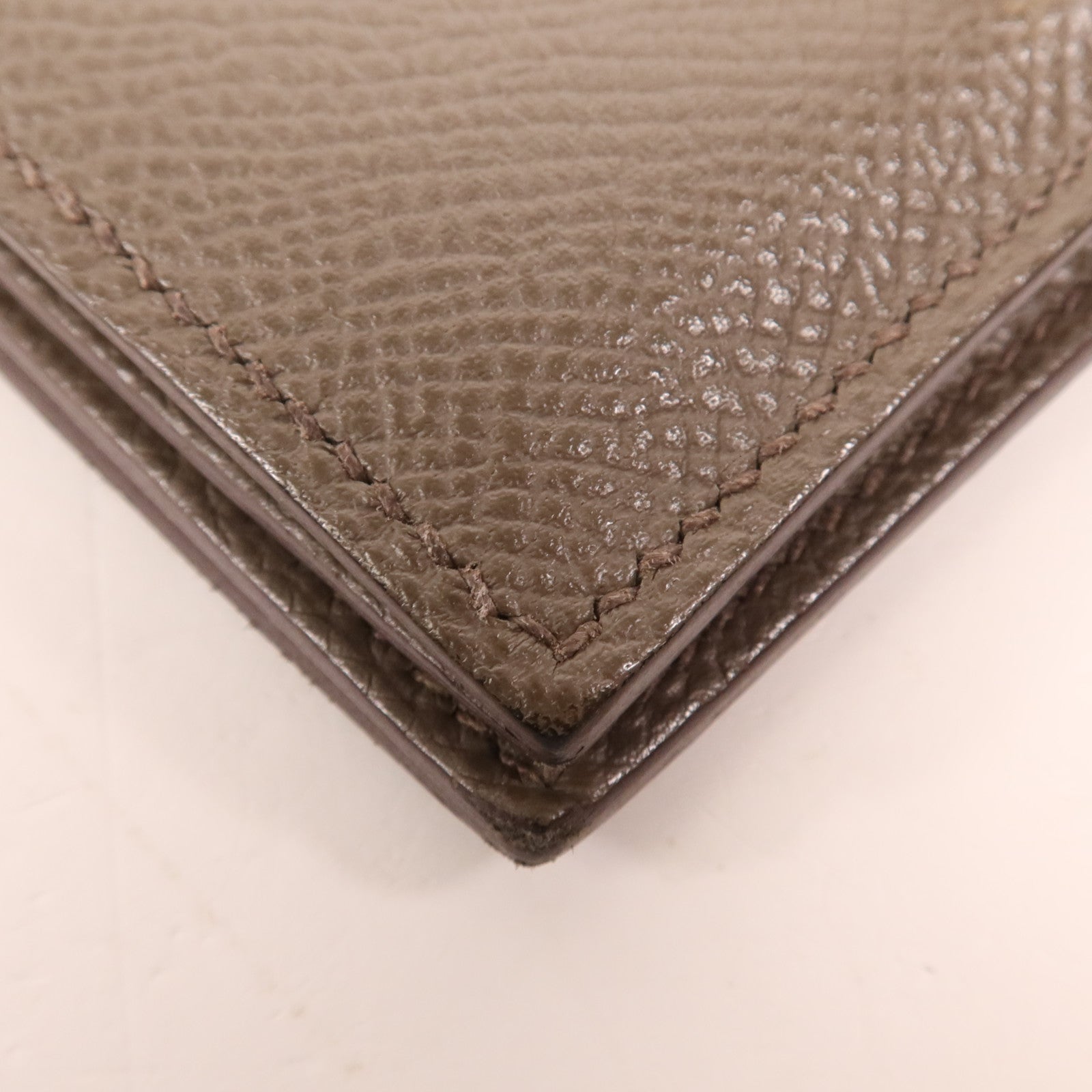 HERMES Epsom皮革Bearn Card Case金扣卡片套Etain