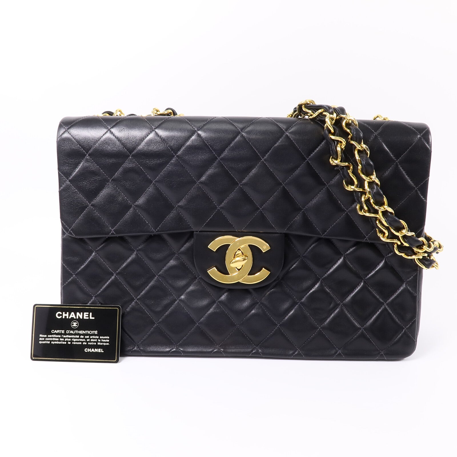 CHANEL 羊皮皮革Vintage Classic Flap鏈帶手挽肩背兩用袋