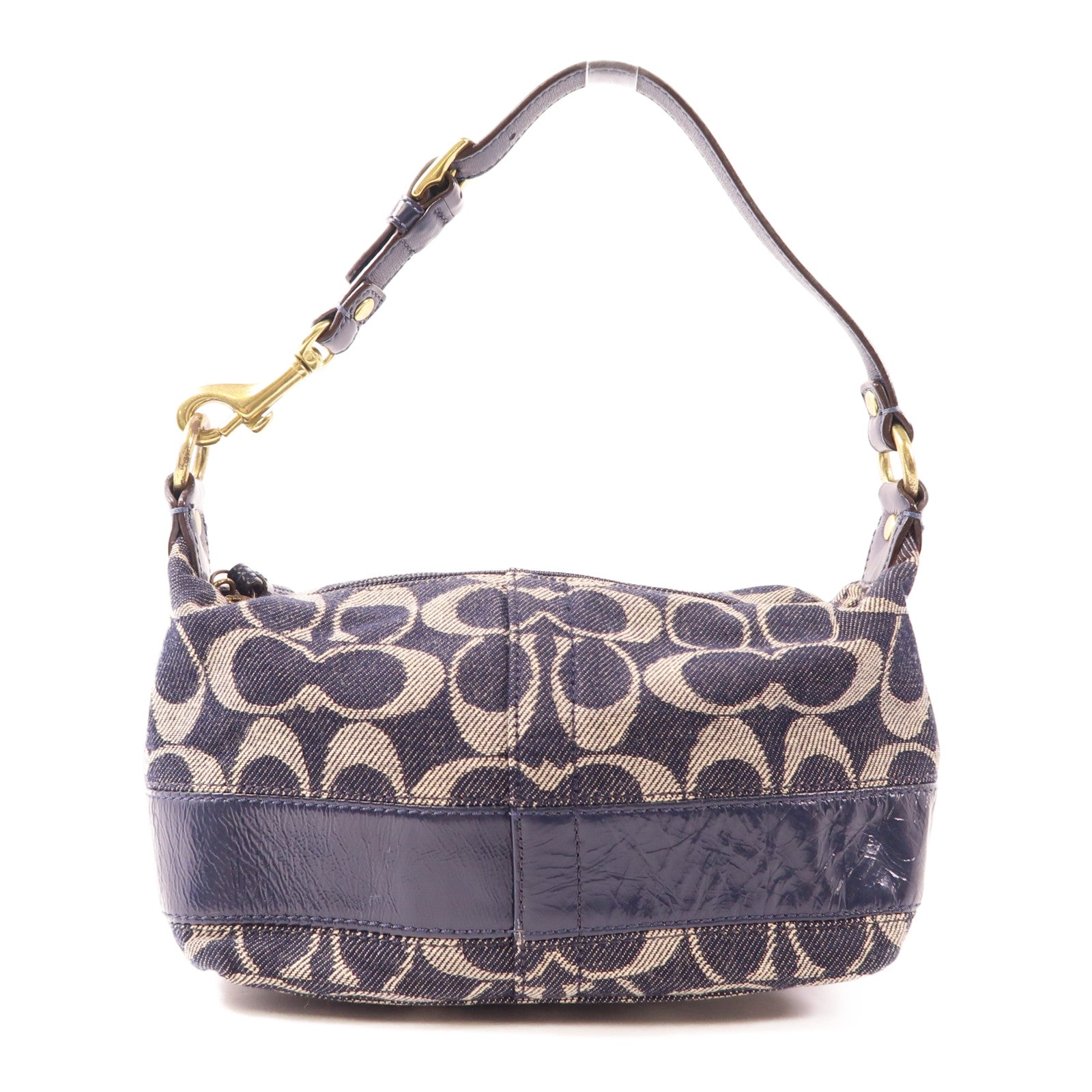 COACH GHW Hand Bag Canvas Blue