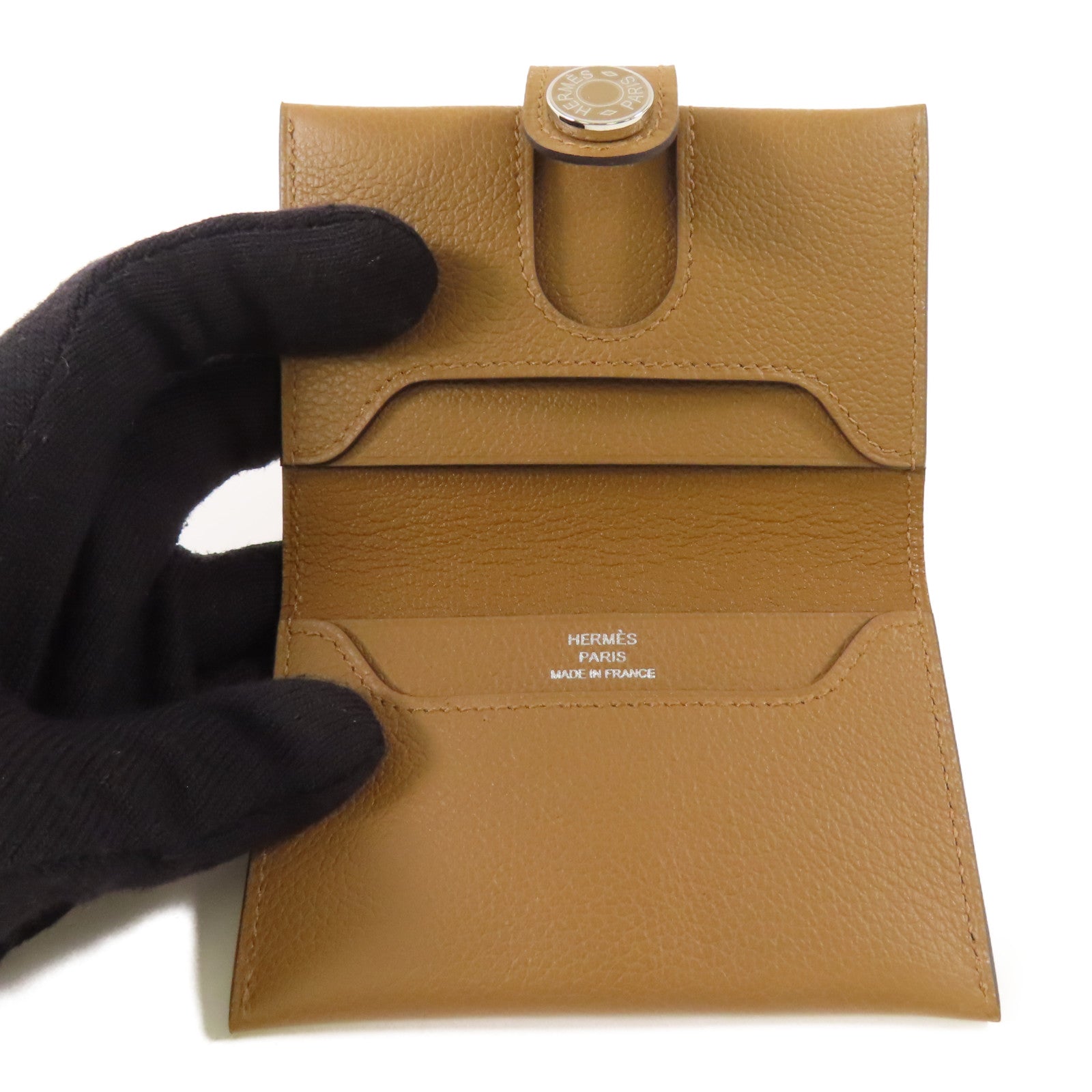 HERMES Evercolor皮革Porte-Cartes R.M.S Card Holder銀扣卡片套Alezan