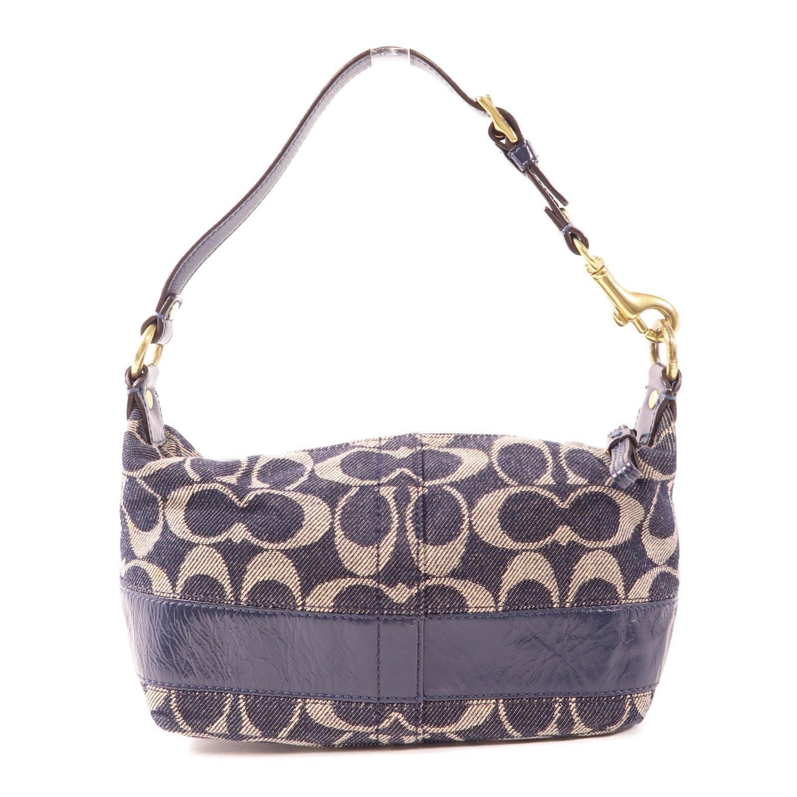COACH GHW Hand Bag Canvas Blue