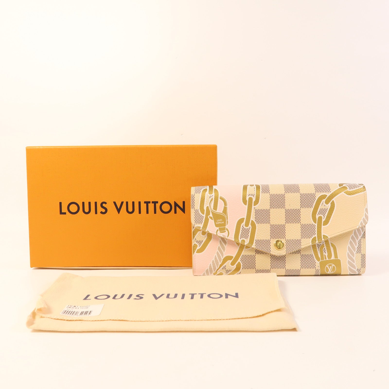 LOUIS VUITTON Damier Azur Sarah Wallet金扣長錢包