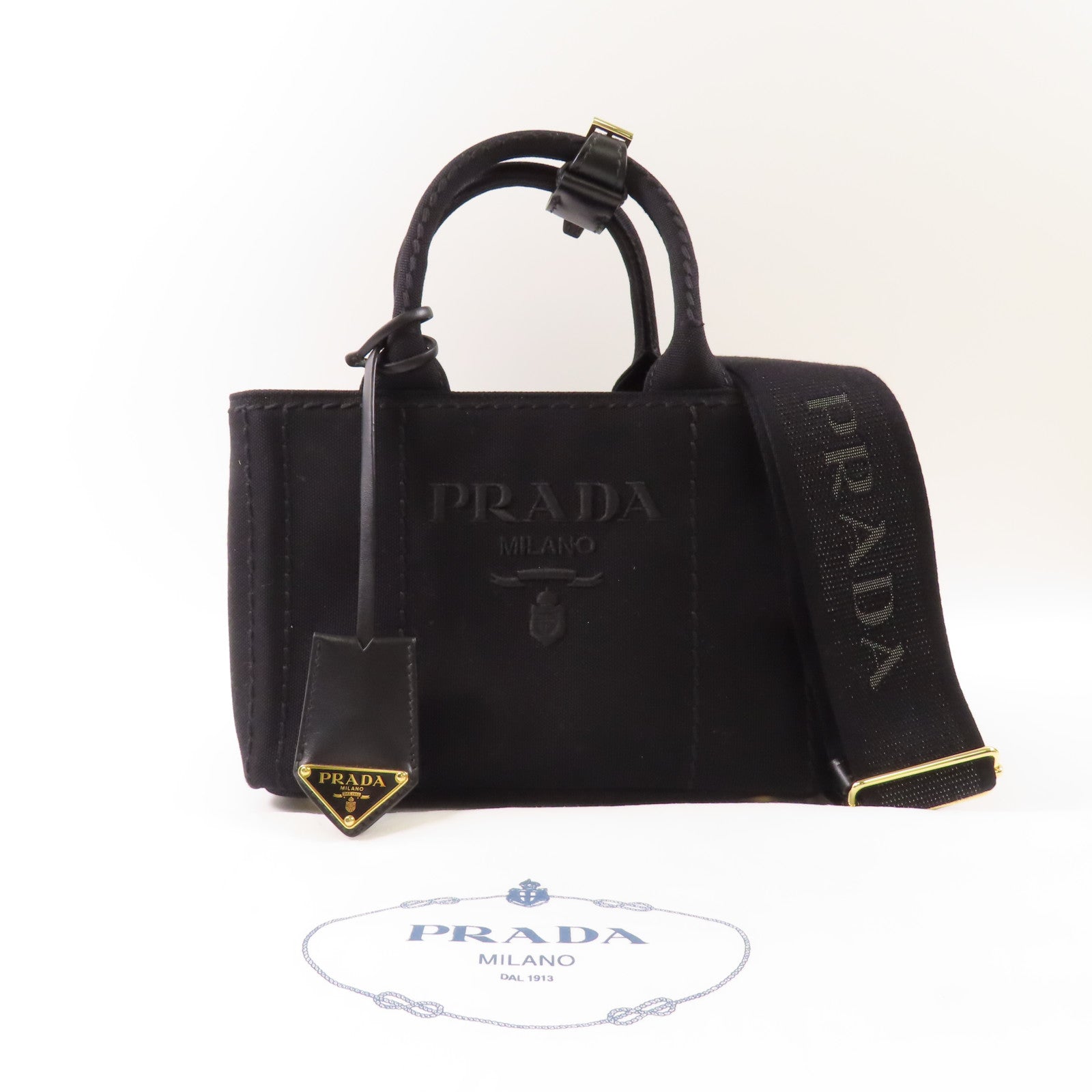 PRADA 帆布2 Way Shoulder金扣手挽肩背兩用袋