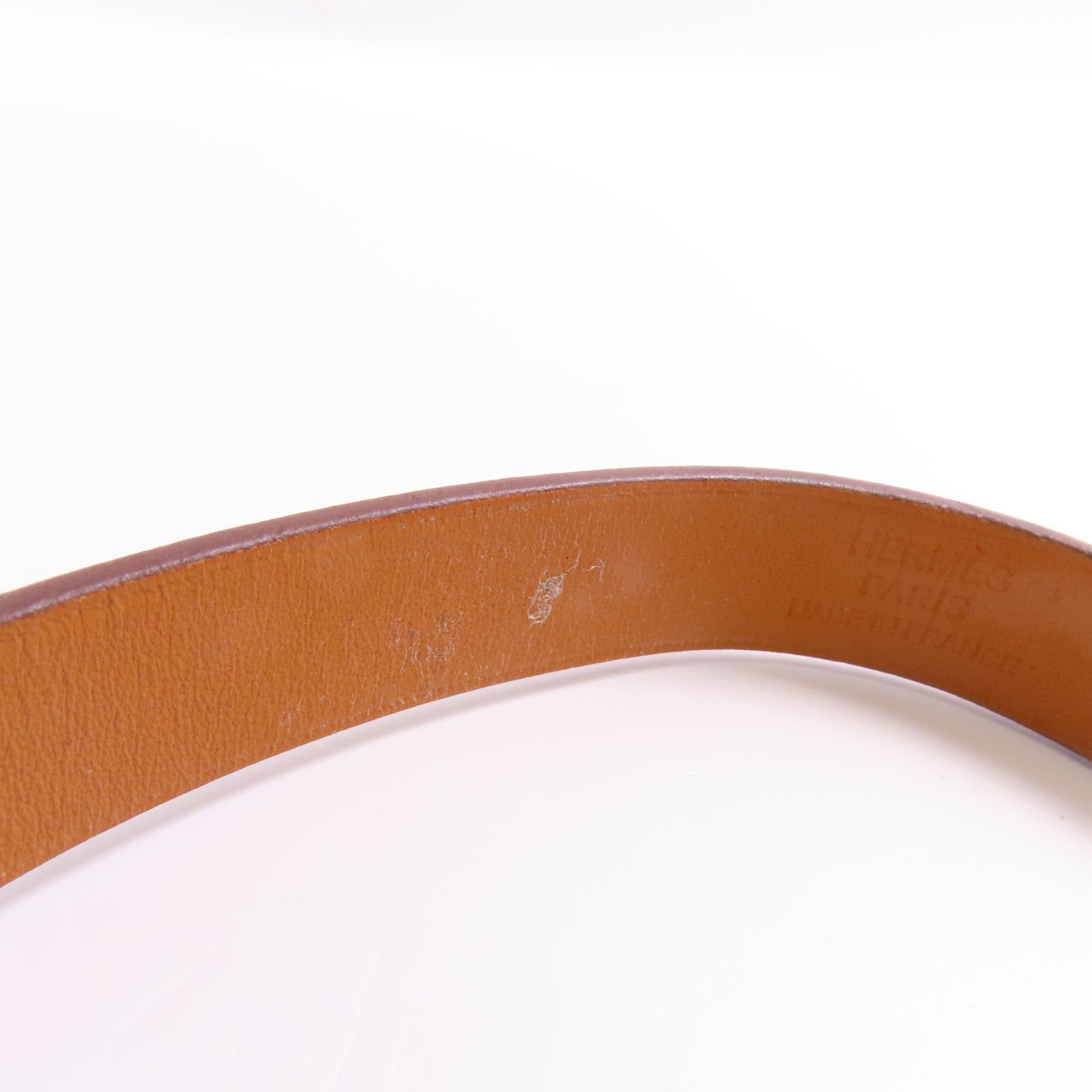 HERMES Swift皮革Bracelet銀扣手鐲Gold