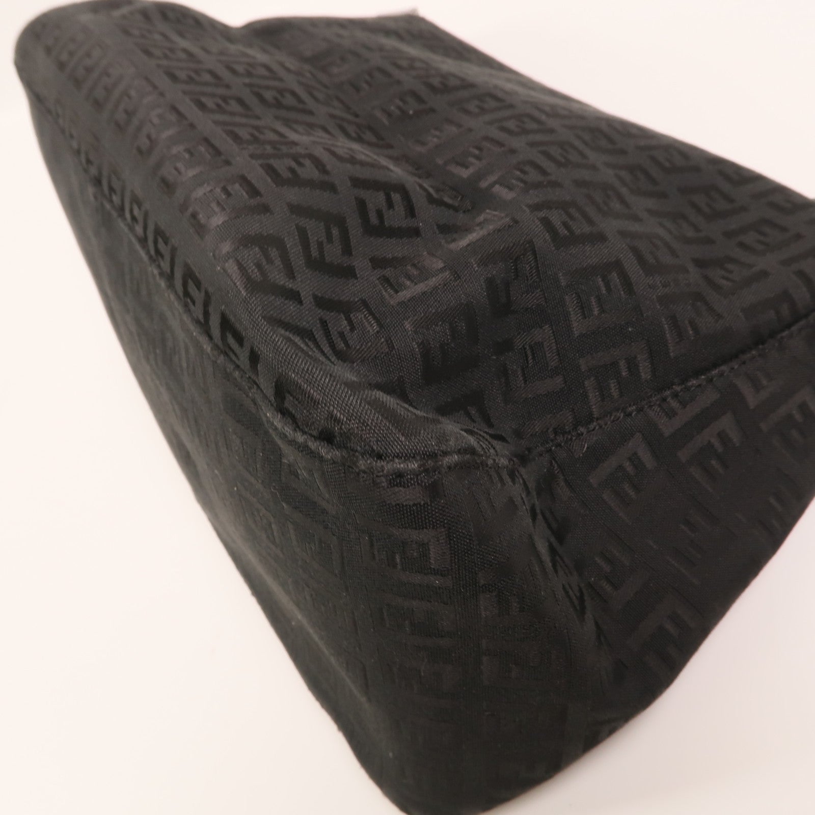 FENDI Zucchino Canvas Mamma Baguette銀扣肩背袋