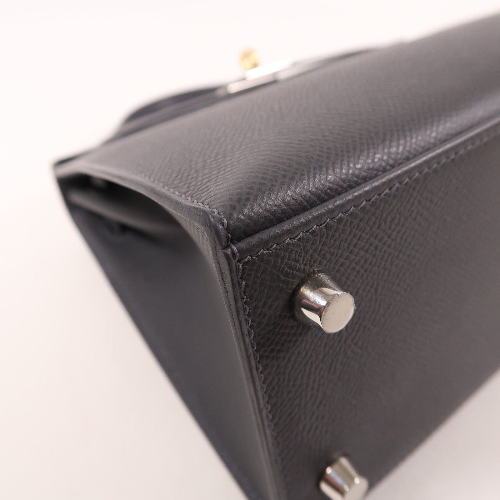 HERMES Epsom皮革Kelly 25銀扣手挽肩背兩用袋Ardoise