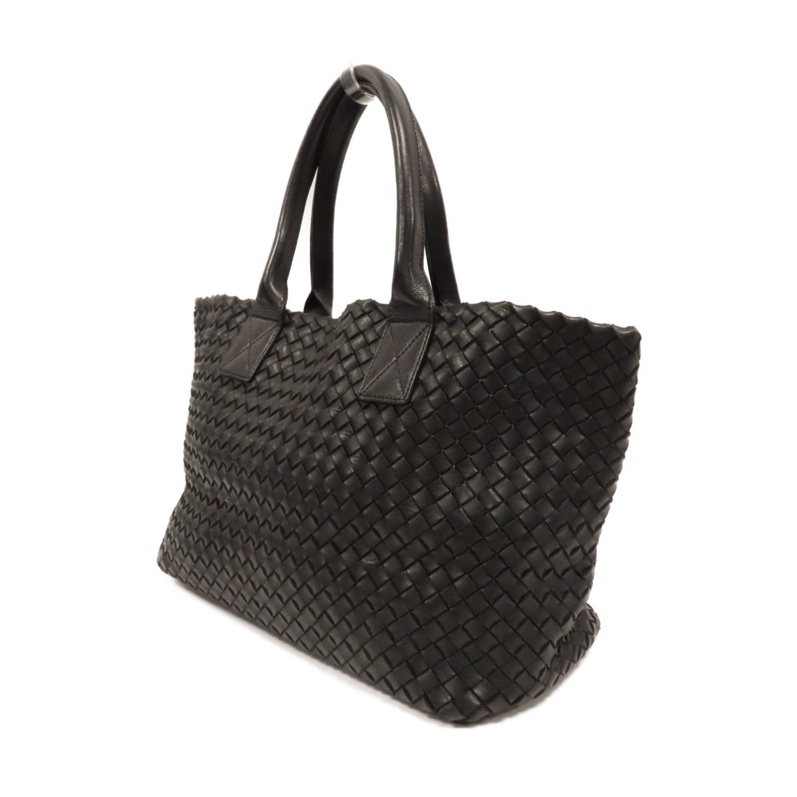 BOTTEGA VENETA 織紋皮革Hand Bag金扣手挽袋黑色