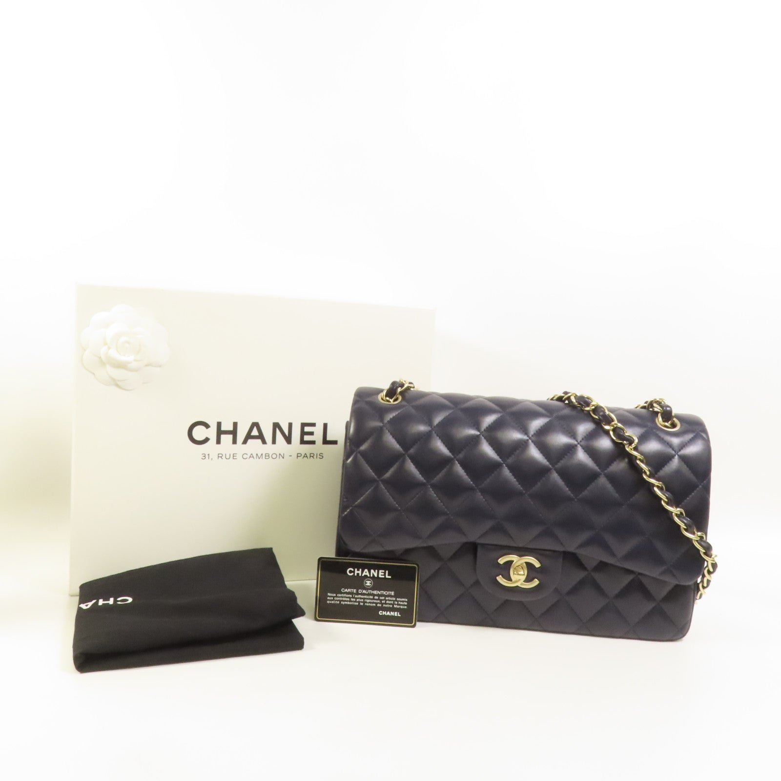 CHANEL 羊皮皮革Large Classic金扣鏈帶肩背袋