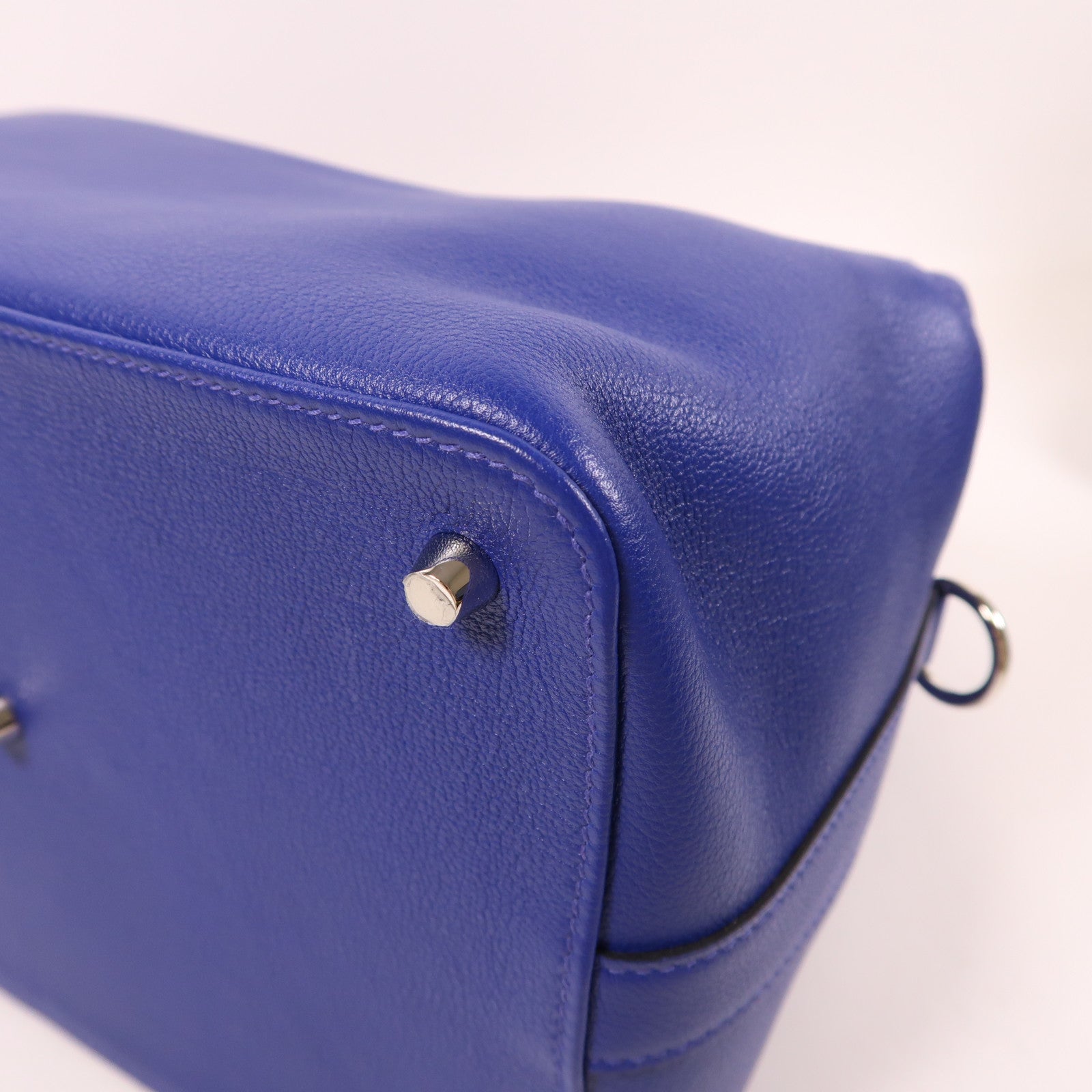 HERMES Evercolor皮革/Swift皮革Toolbox 26銀扣手挽肩背兩用袋Bleu Electrique