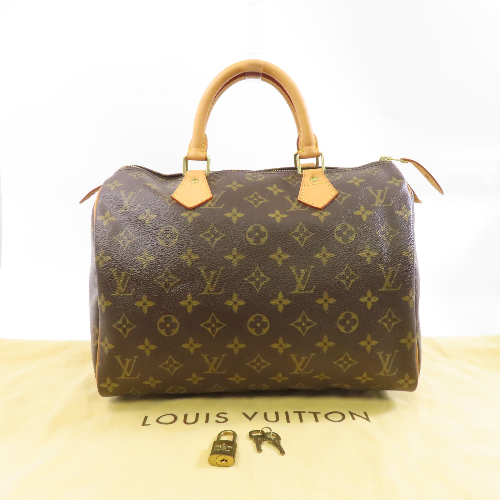 LOUIS VUITTON Monogram Speedy 30金扣手挽袋棕色