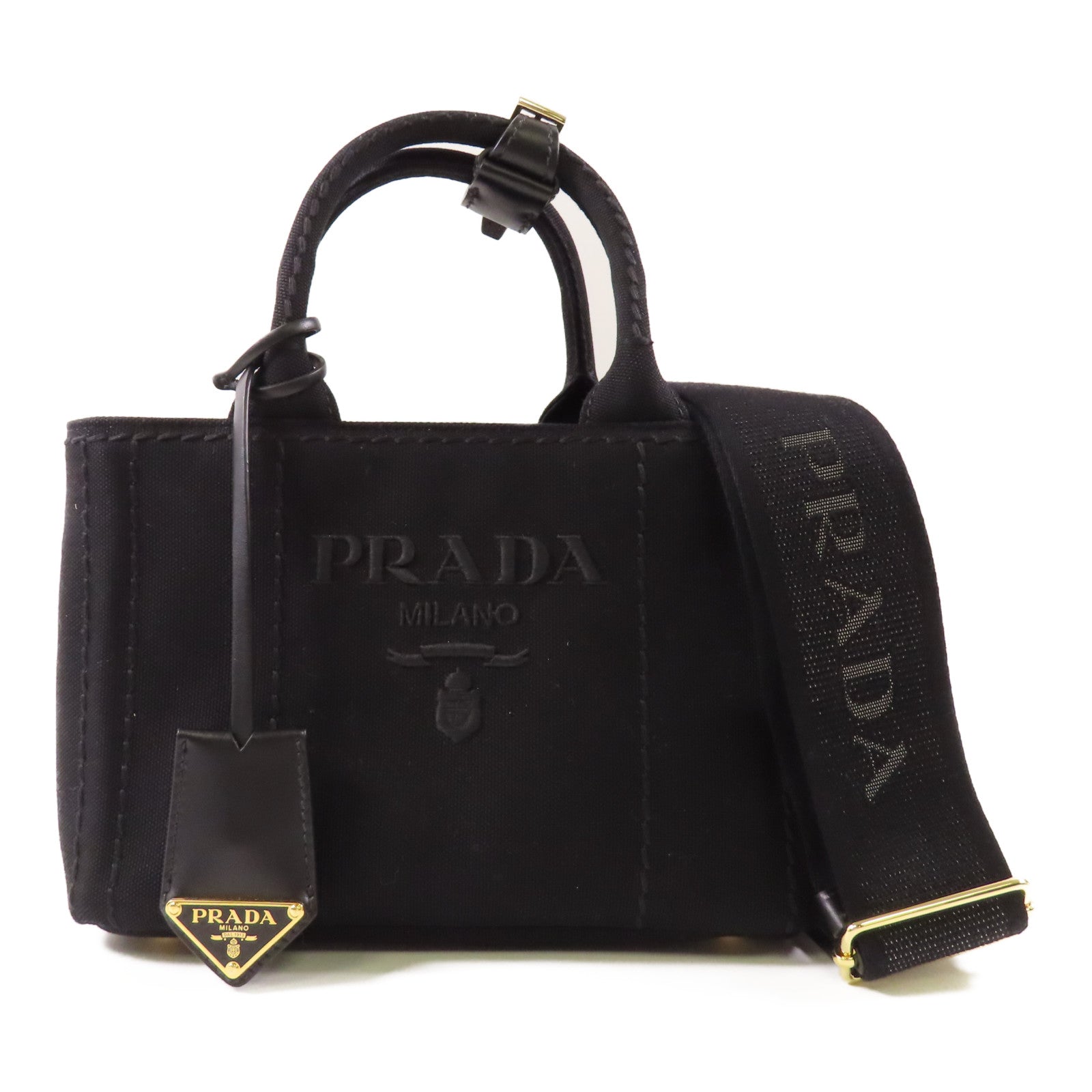 PRADA 帆布2 Way Shoulder金扣手挽肩背兩用袋