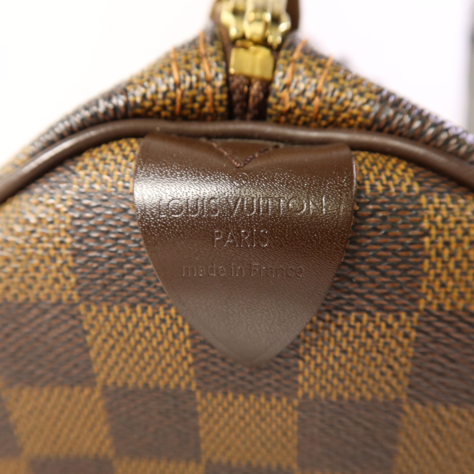 LOUIS VUITTON Damier Speedy 30金扣手挽袋