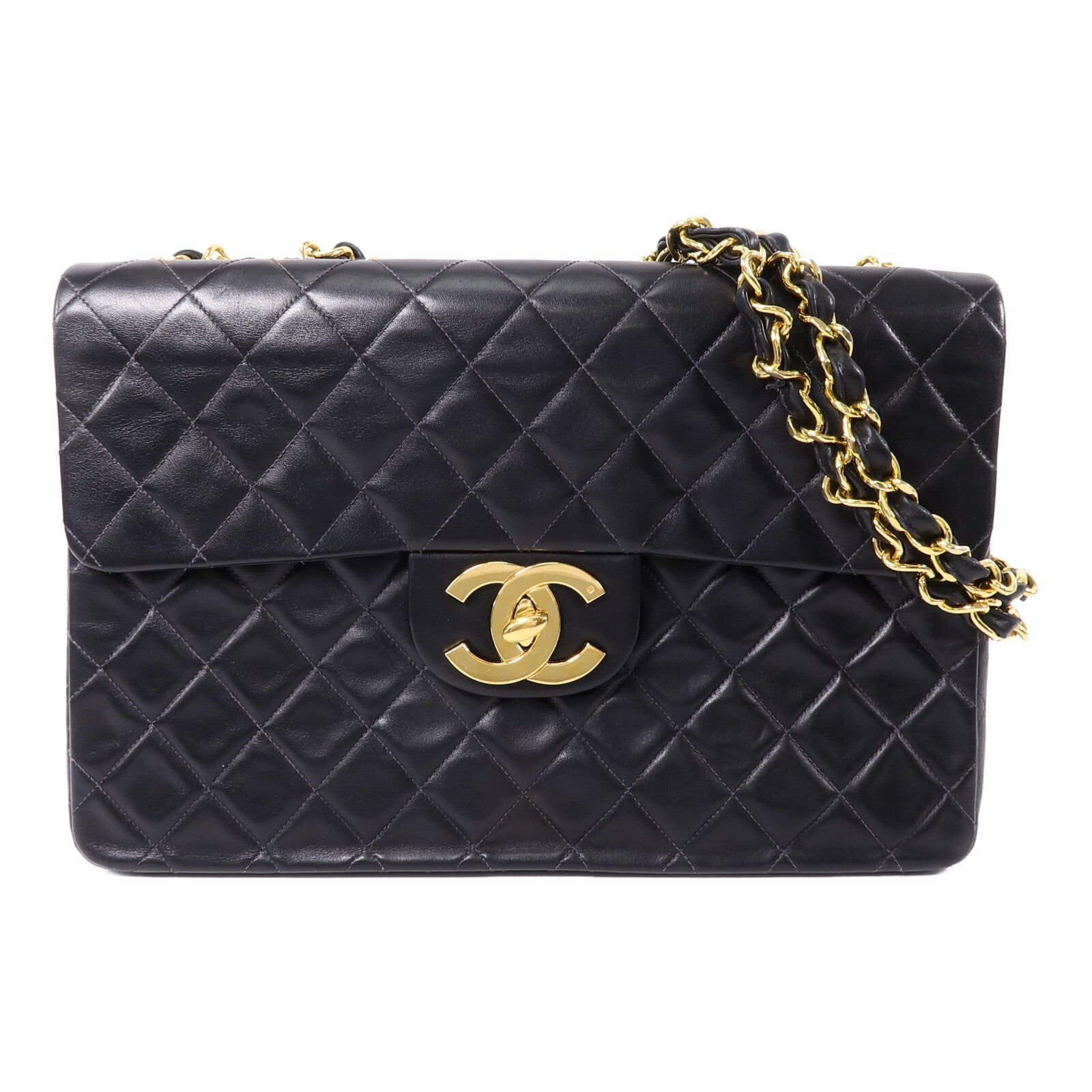 CHANEL 羊皮皮革Vintage Classic Flap鏈帶手挽肩背兩用袋