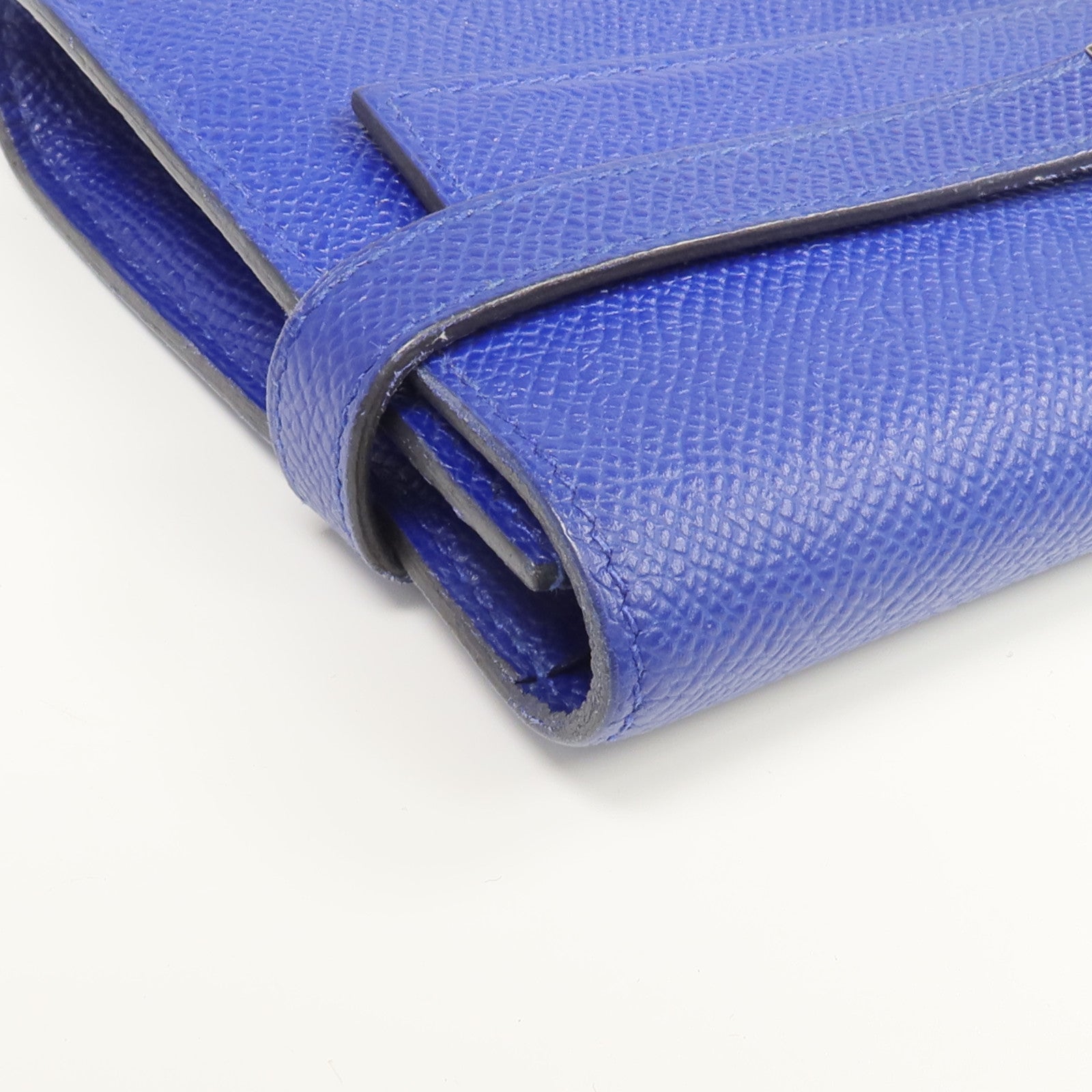 HERMES Epsom皮革Kelly Long Wallet銀扣長錢包Bleu Electrique