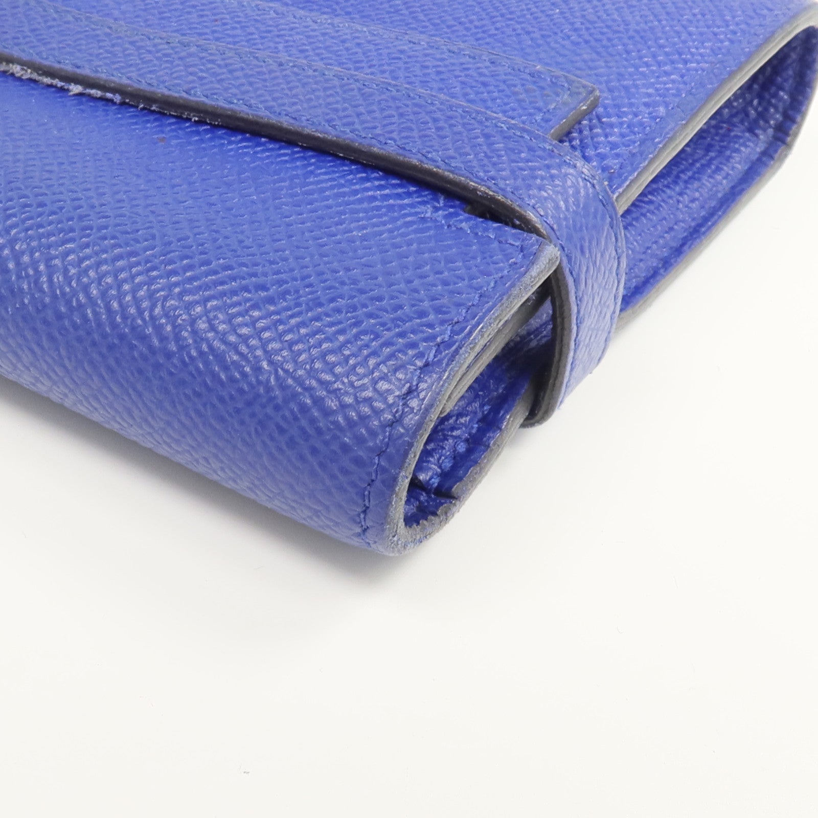 HERMES Epsom皮革Kelly Long Wallet銀扣長錢包Bleu Electrique