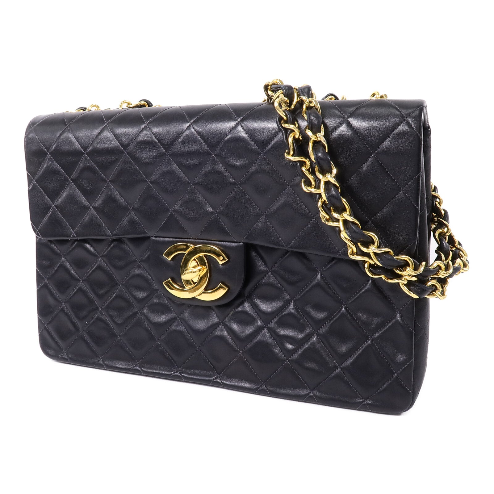 CHANEL 羊皮皮革Vintage Classic Flap鏈帶手挽肩背兩用袋