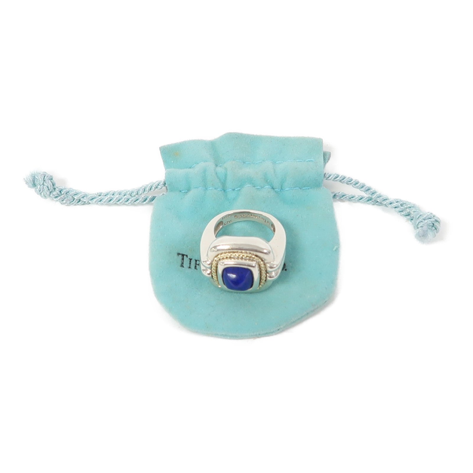 TIFFANY＆CO 925純銀/18K金Lapis Ring戒指US#4.75