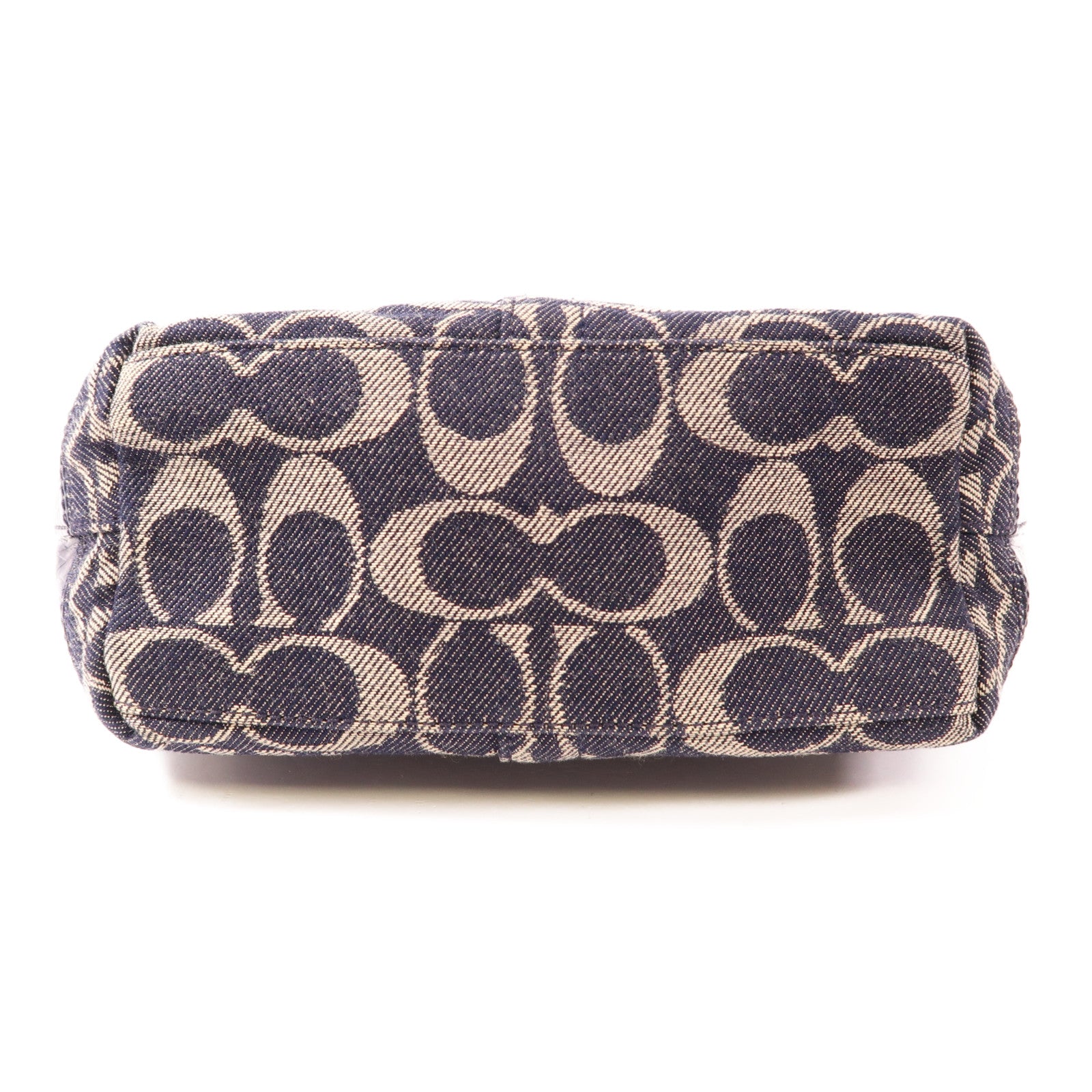 COACH GHW Hand Bag Canvas Blue